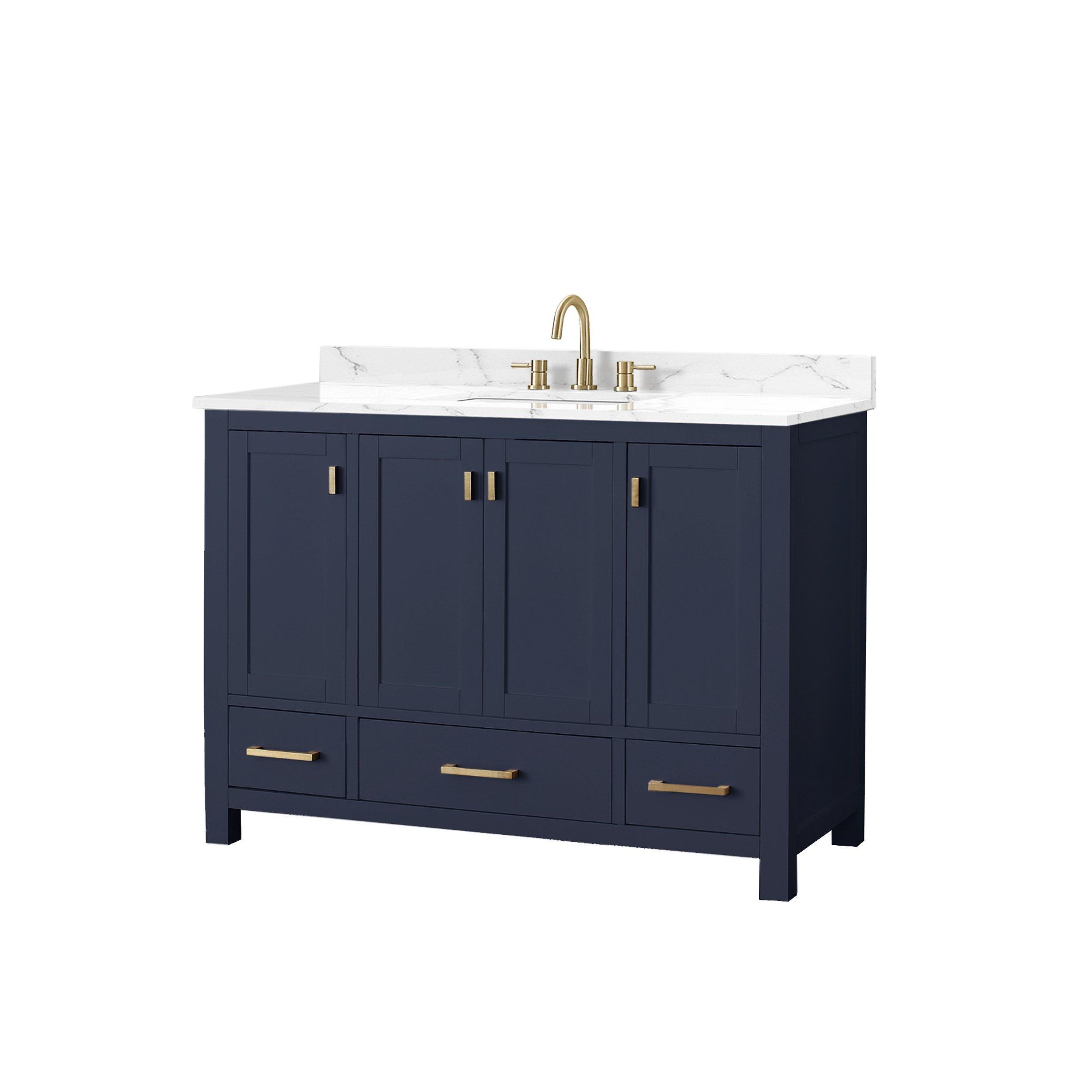 Kent 49 in. Blue Single Vanity with Engineered Cararra Top