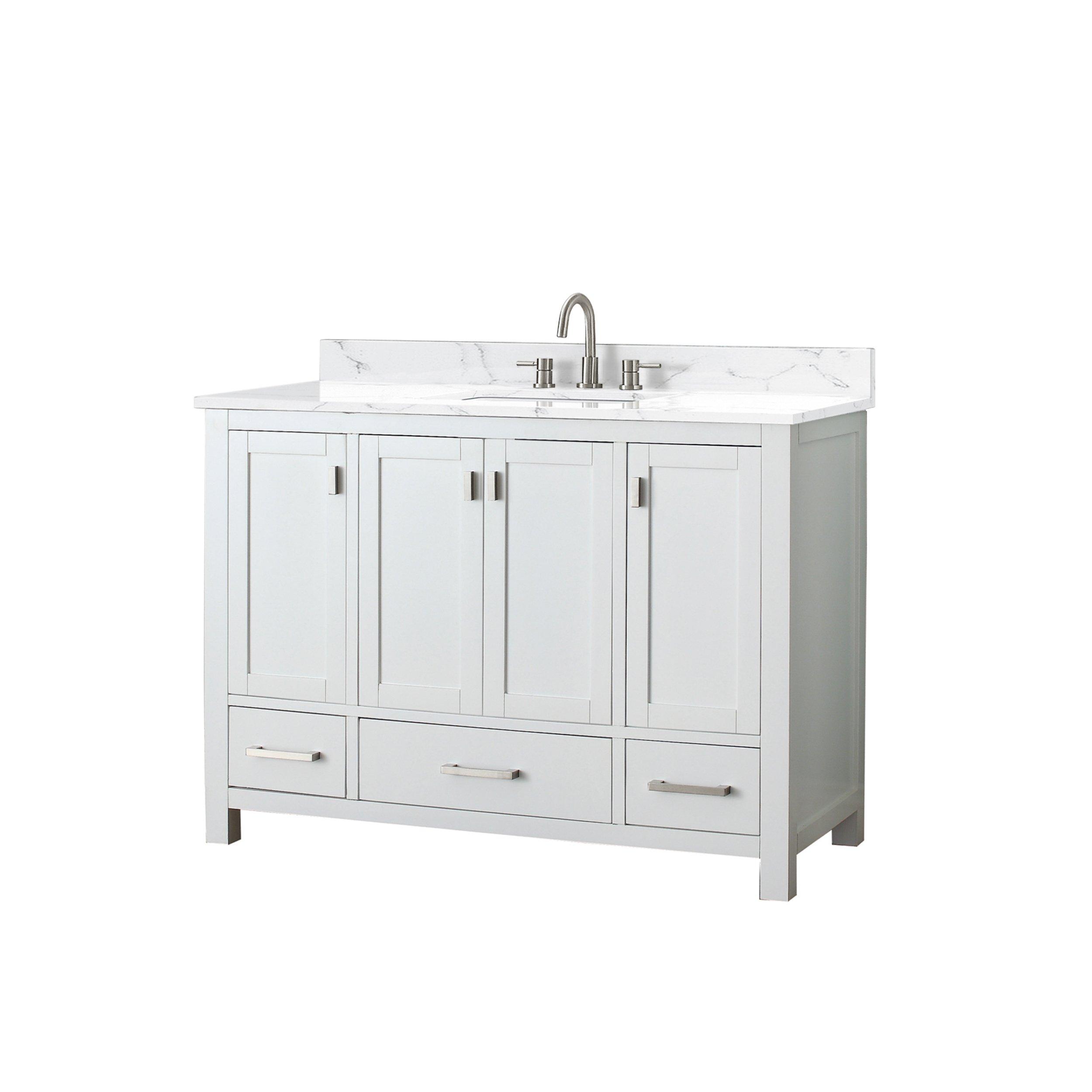 Kent 61 in. White Single Vanity with Engineered Cararra Top