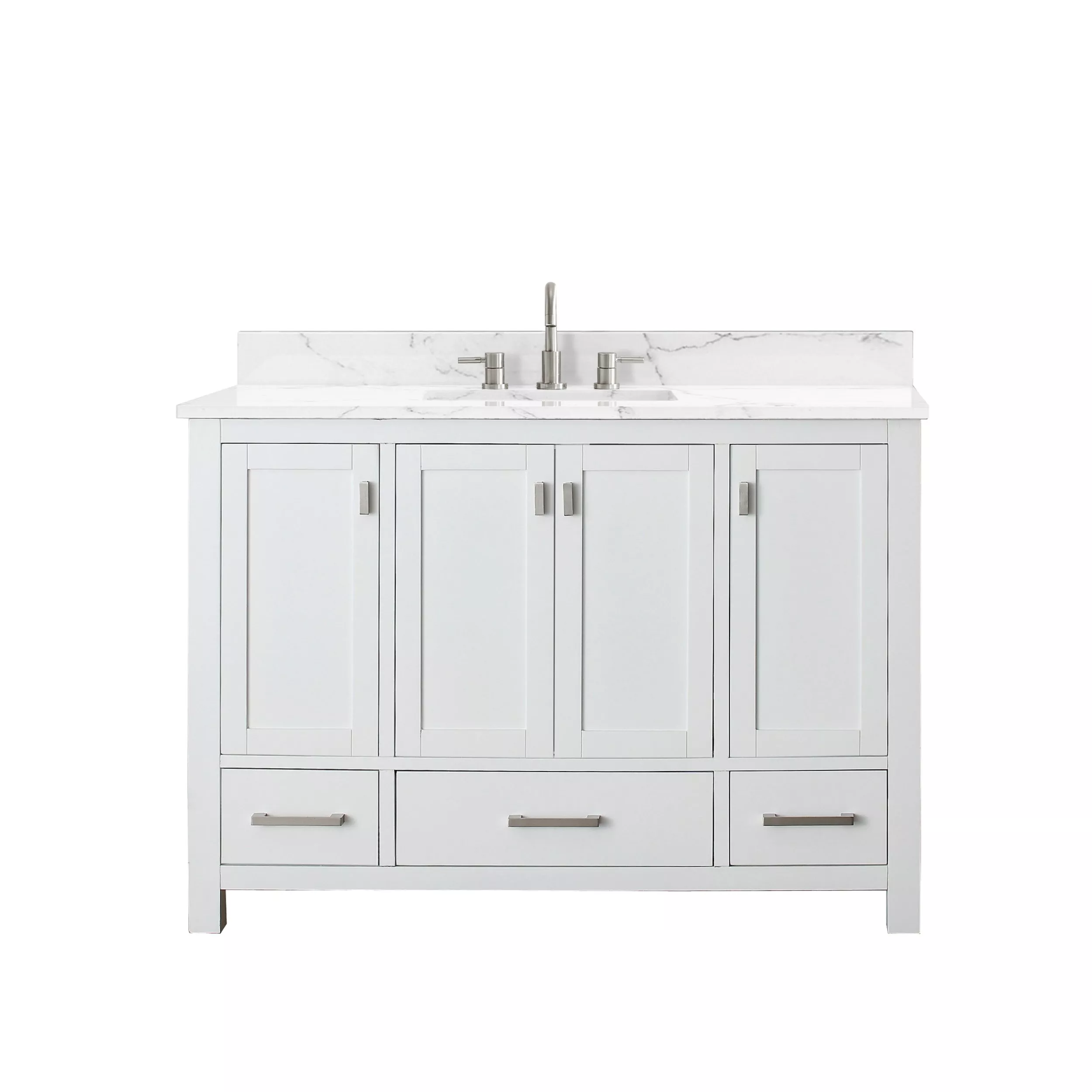 Kent 49 in. White Single Vanity with Engineered Cararra Top