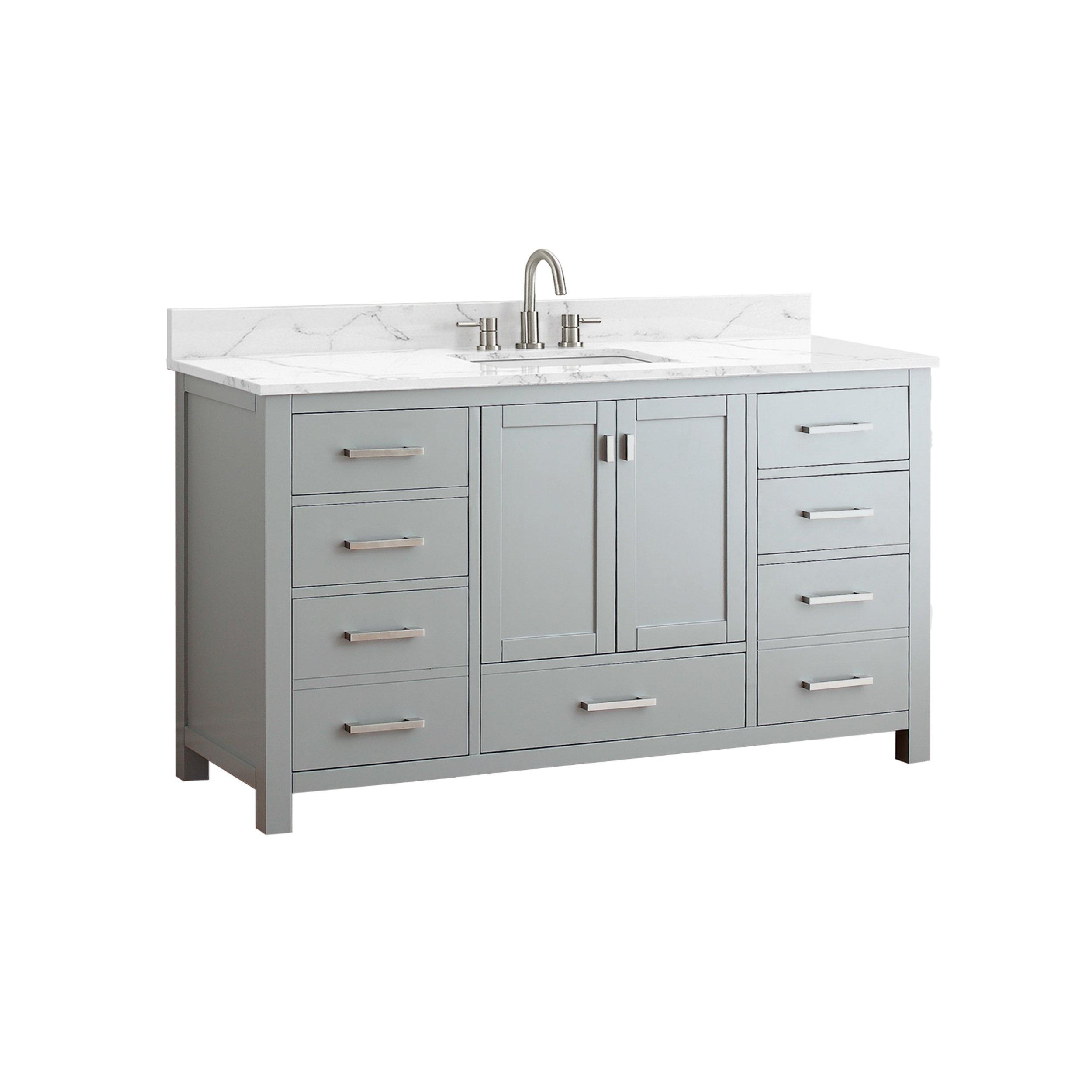 Kent 61 in. Chilled Gray Single Vanity with Engineered Cararra Top
