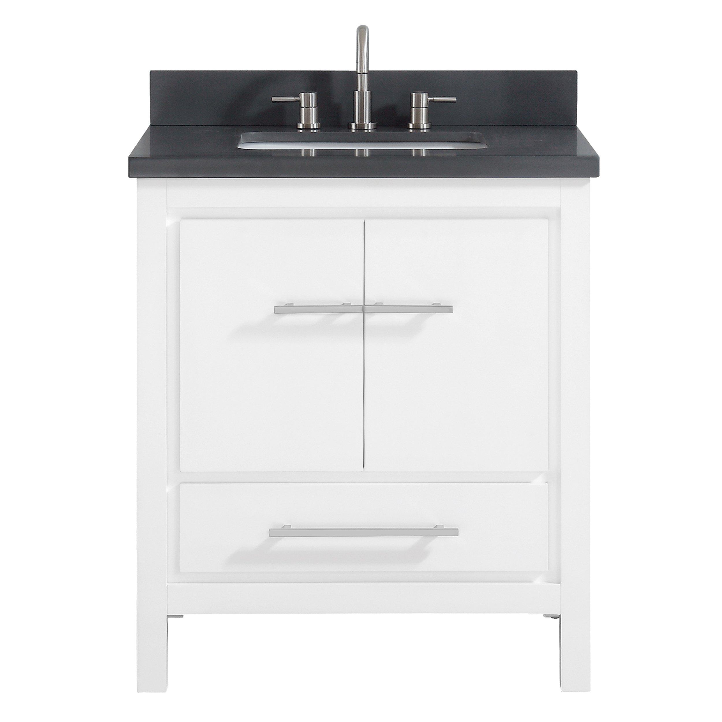 Ryder 31. White Single Vanity with Gray Engineered Stone Top
