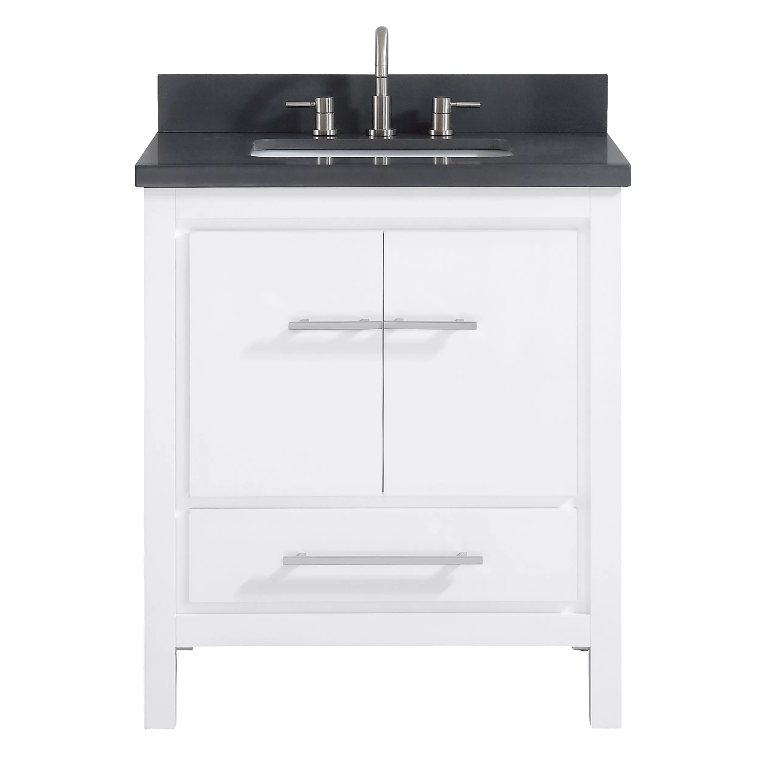 Ryder 31. White Single Vanity with Gray Engineered Stone Top