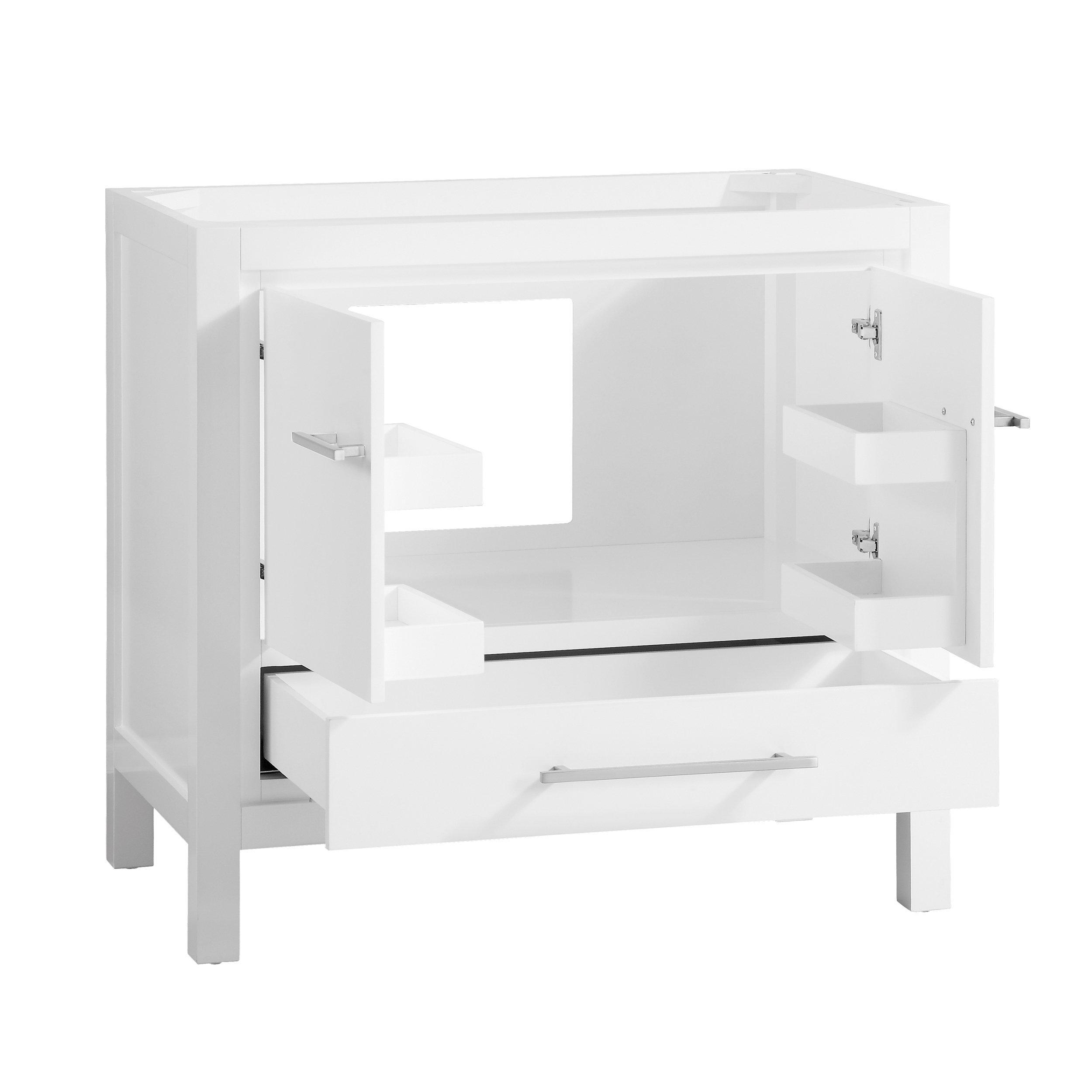 Ryder 37 in. White Single Vanity with Gray Engineered Stone Top