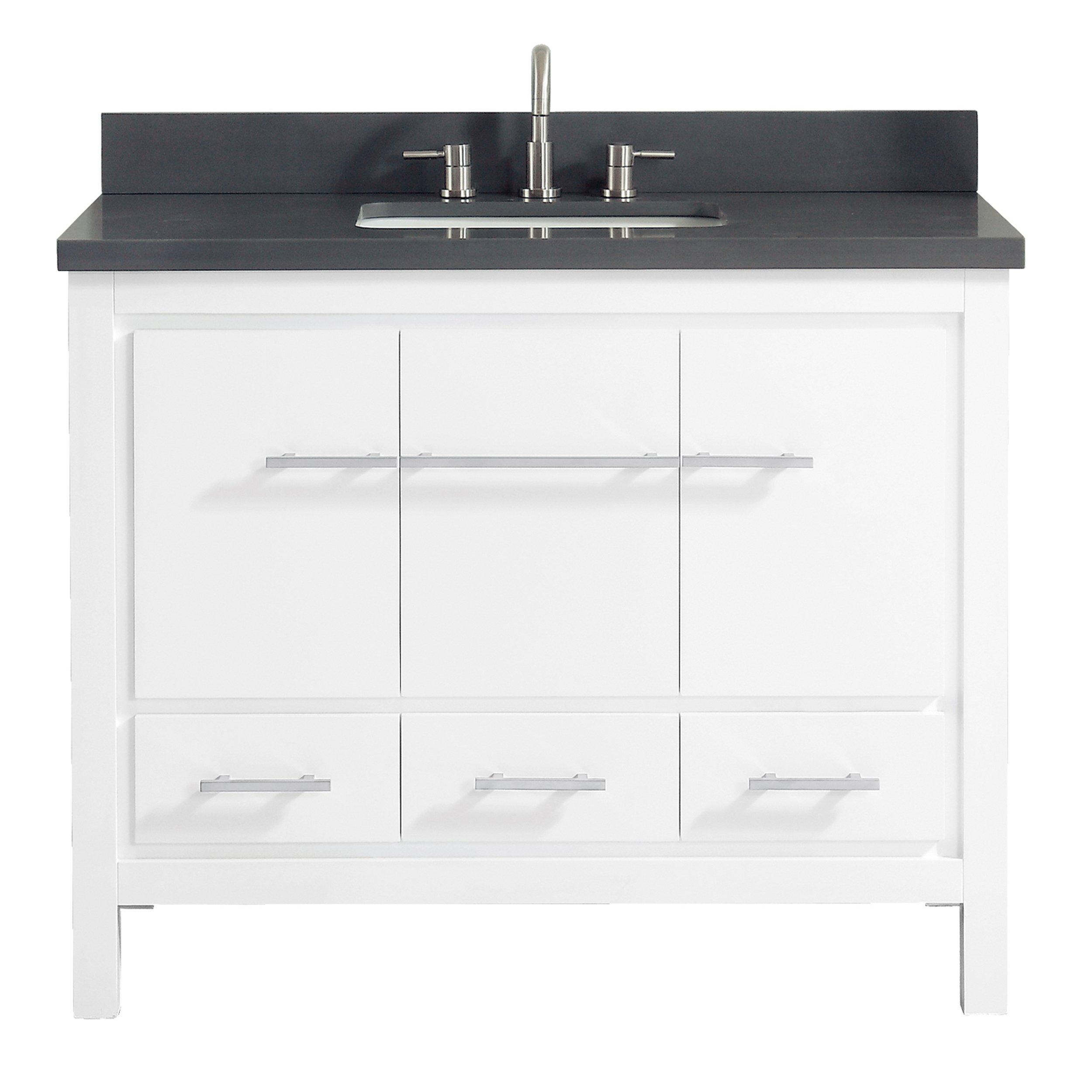 Ryder 43 in. White Single Vanity with Dark Gray Quartz Top
