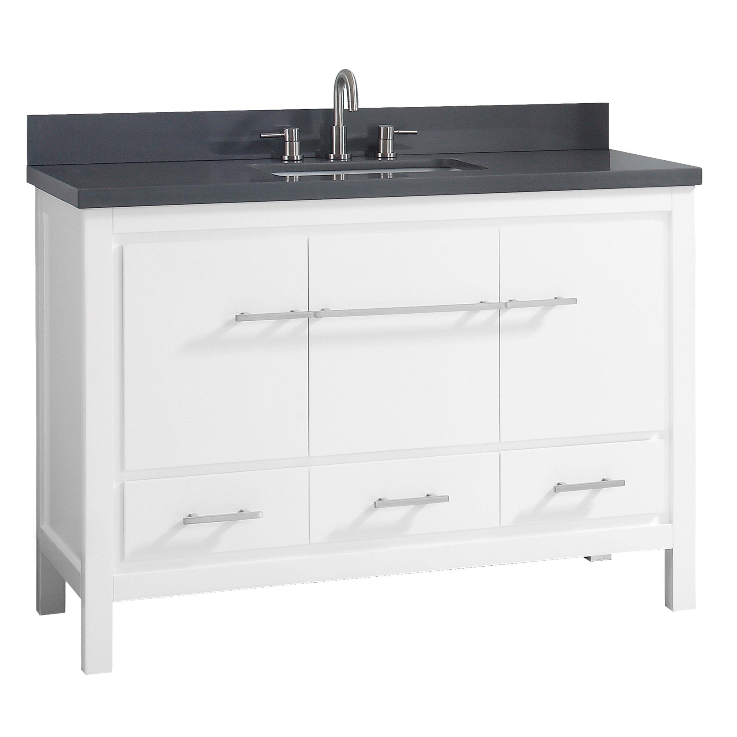 Ryder 49 in. White Single Vanity with Dark Gray Quartz Top
