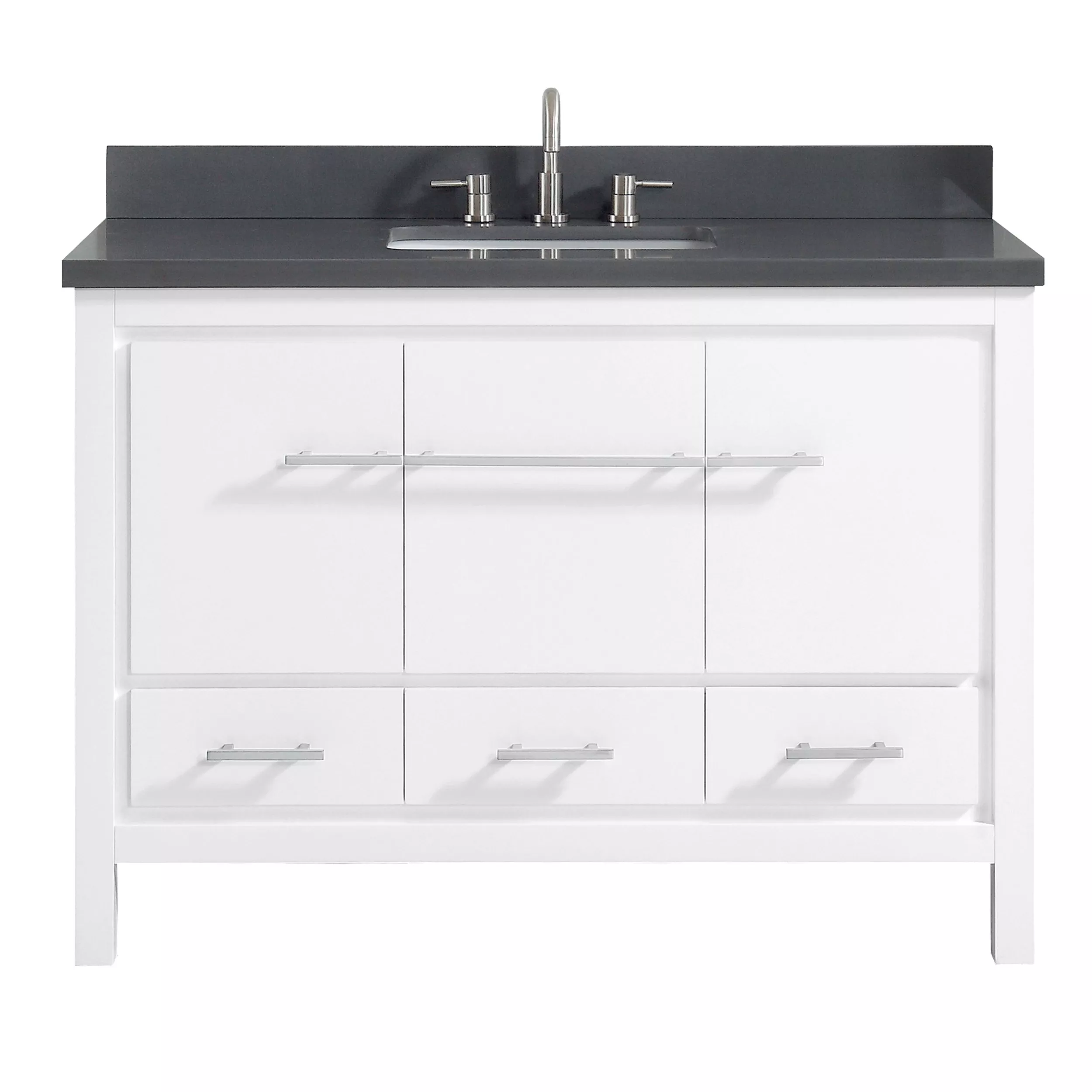 Ryder 49 in. White Single Vanity with Gray Engineered Stone Top