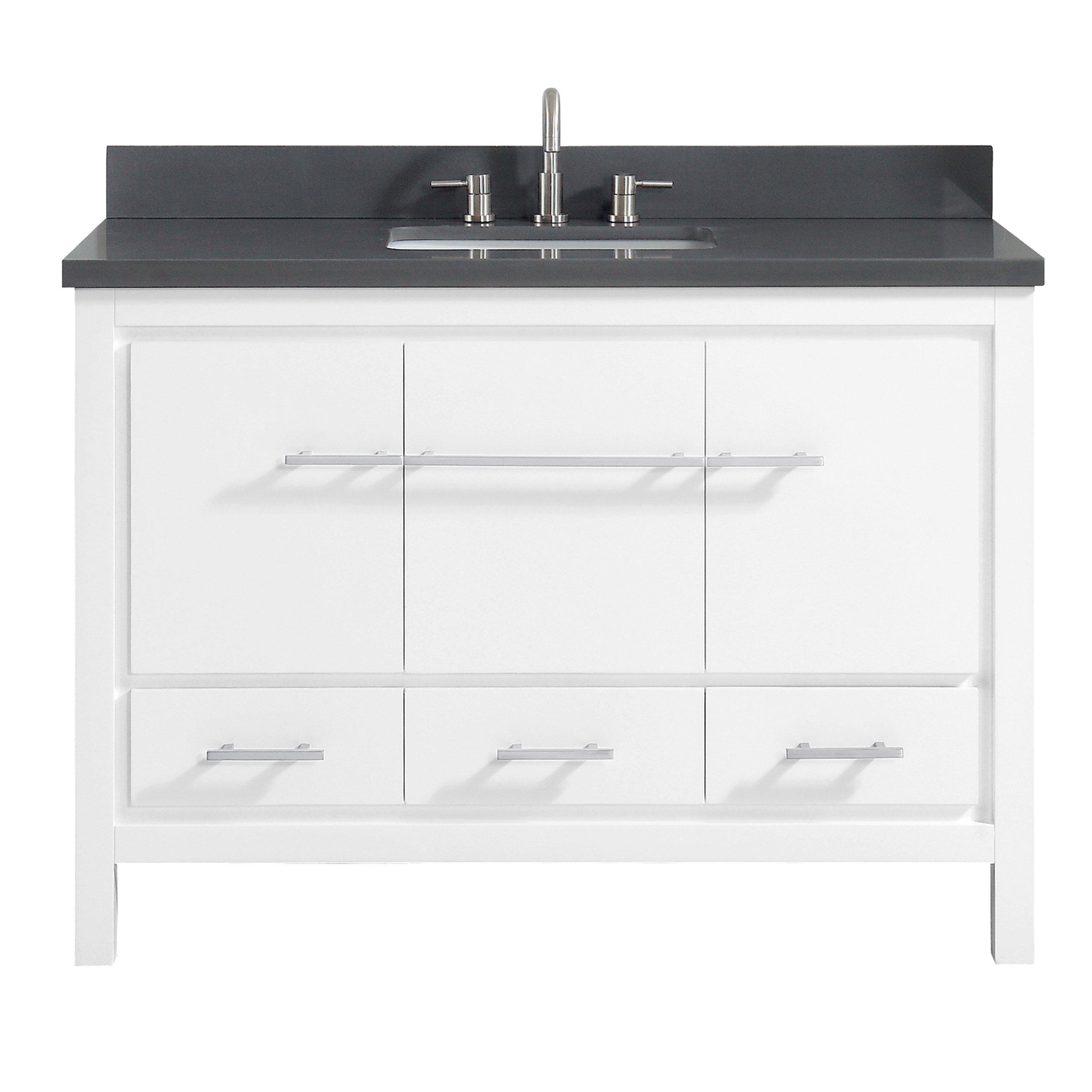 Ryder 49 in. White Single Vanity with Gray Engineered Stone Top