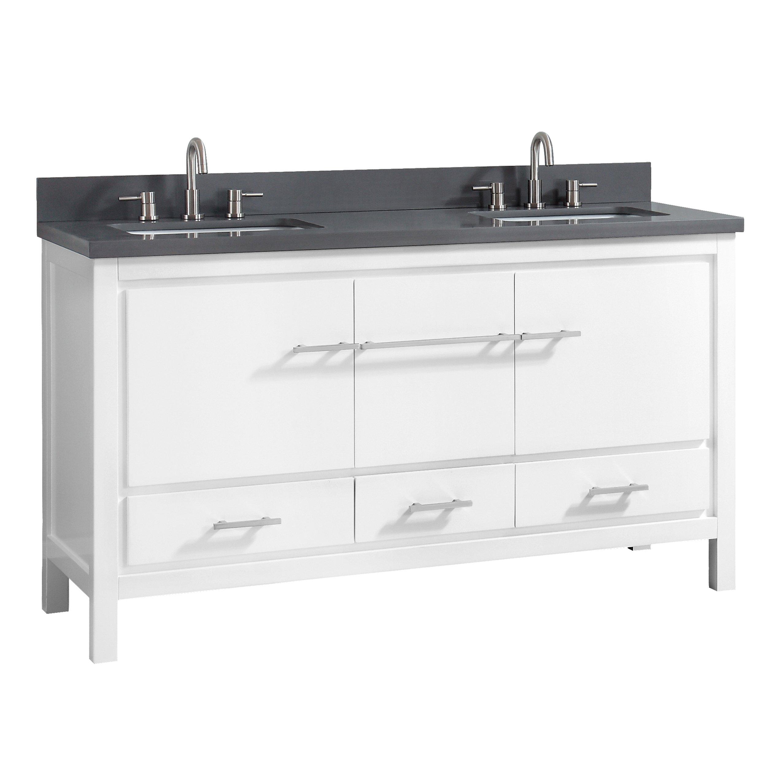 Ryder 61 in. White Double Vanity with Dark Gray Quartz Top
