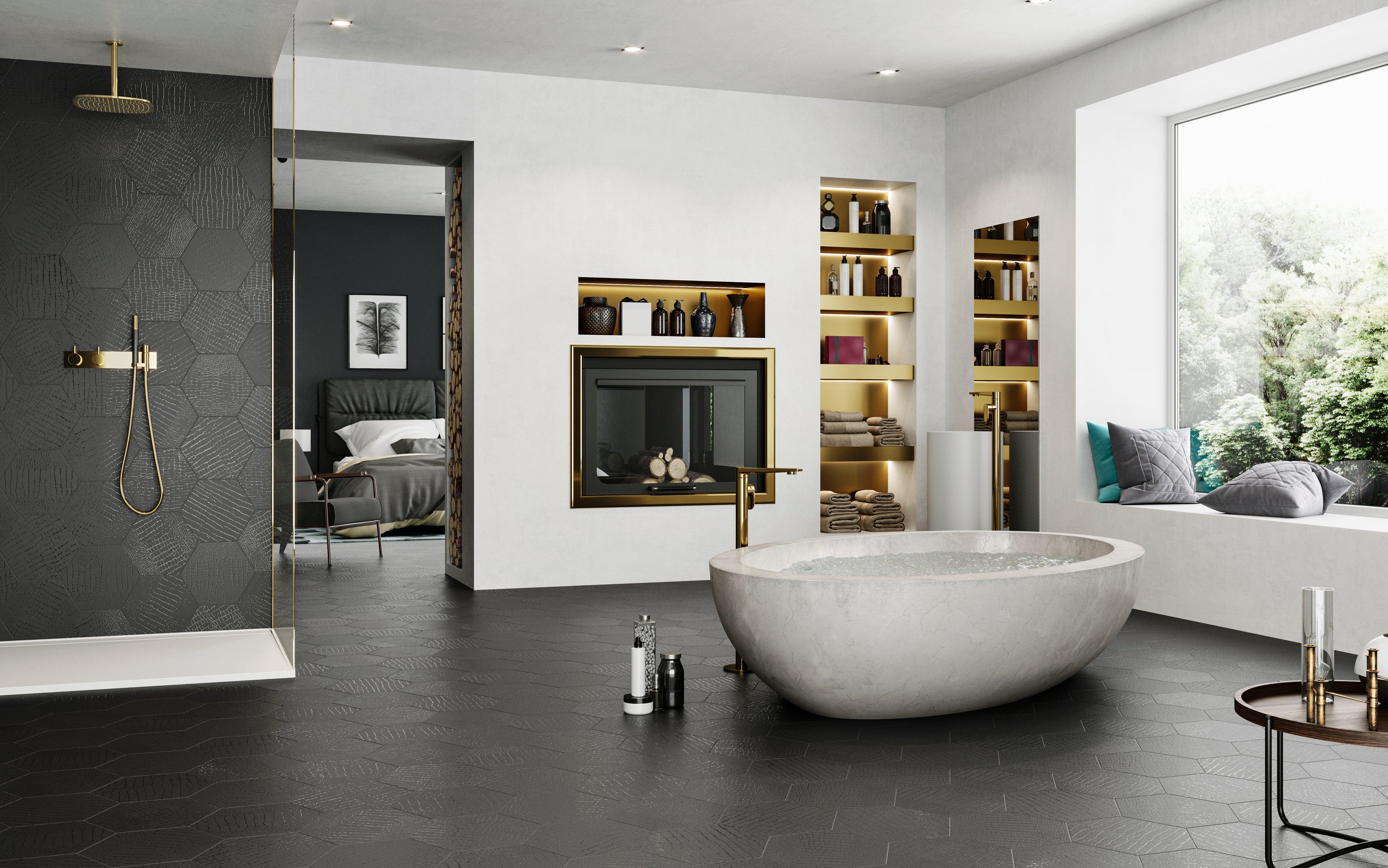 Opal Black Caiman Porcelain Tile