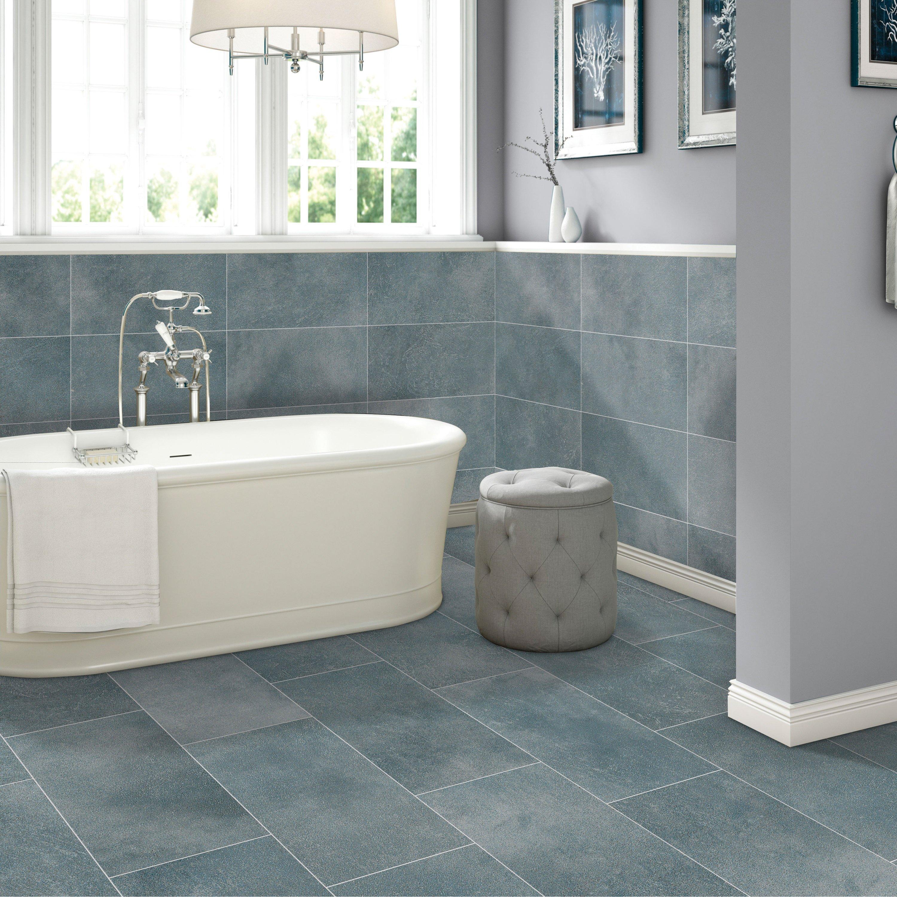 gray tile bathroom floor