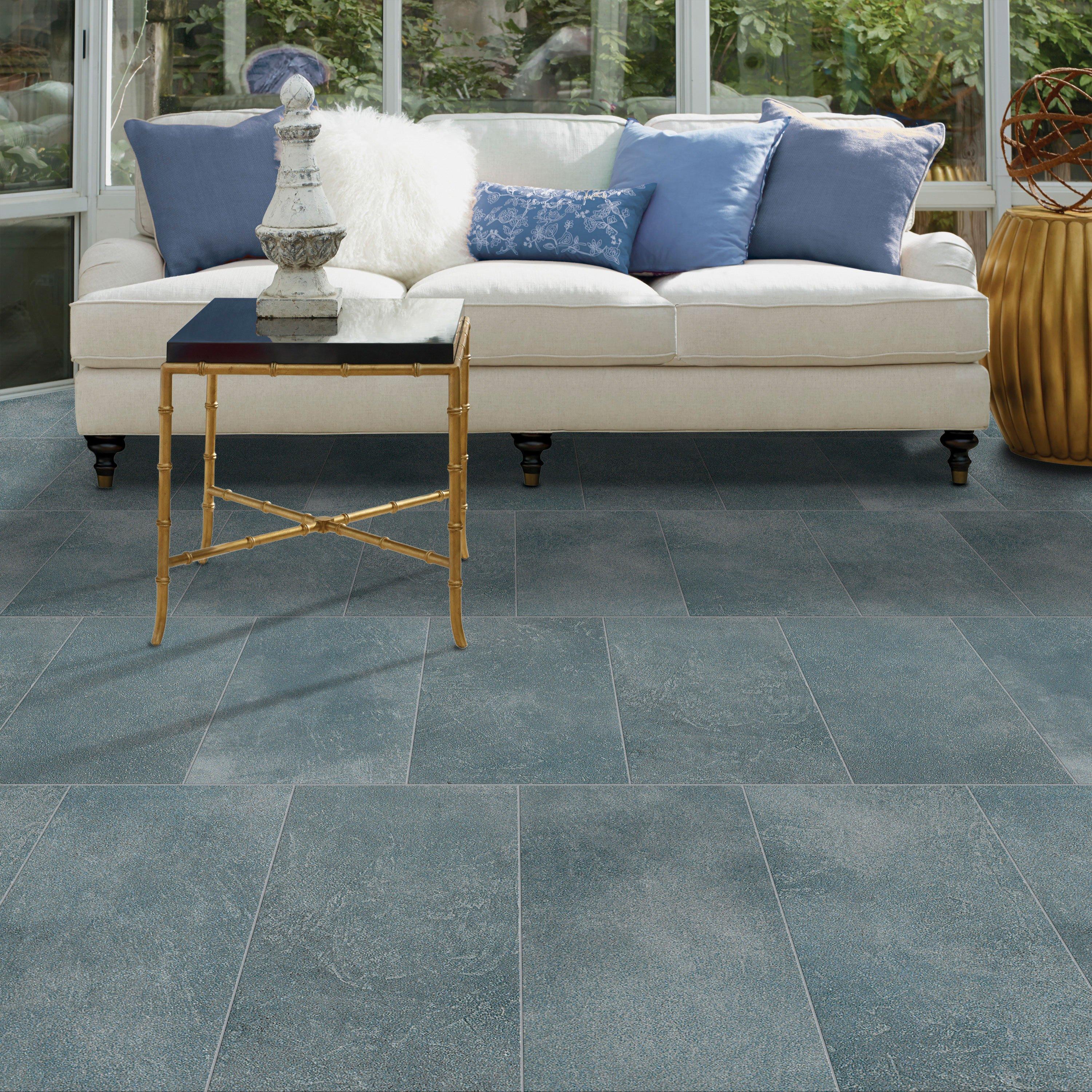 Blue porcelain store tile