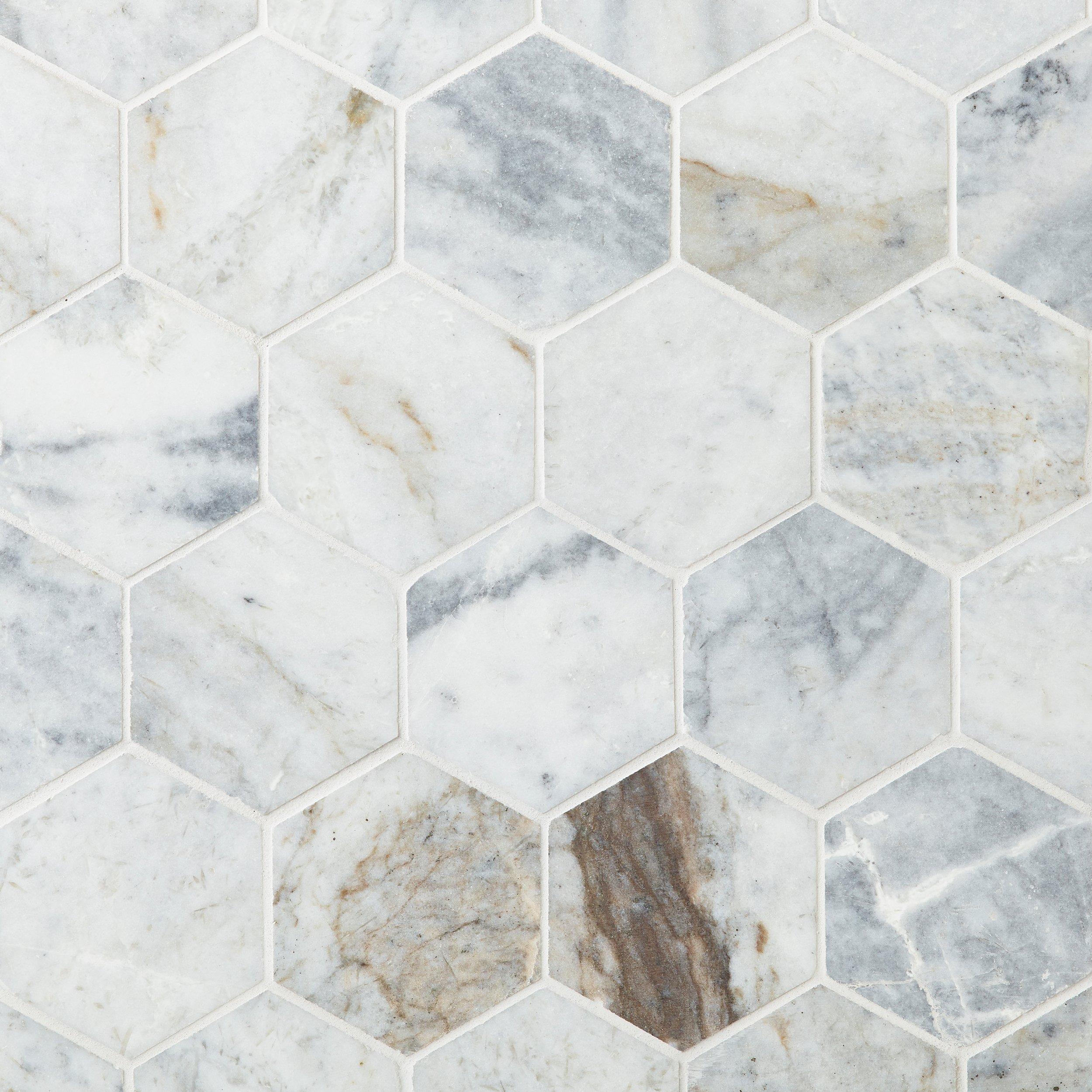 Alicha Hexagon 3 Polished Mosaic Backsplash and floor tile – All Marble  Tiles