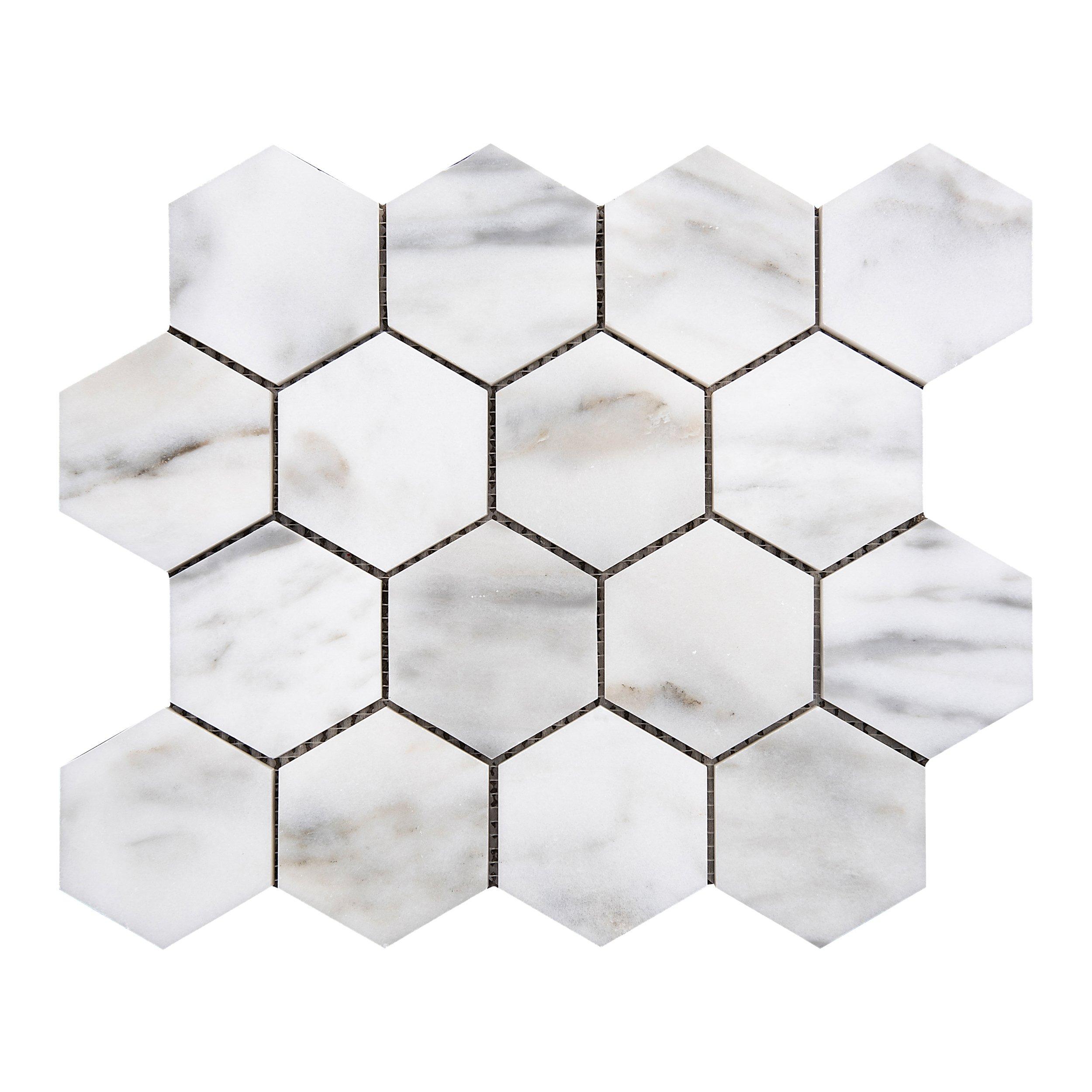 Calcatta Lina Honed Hexagon Marble Mosaic