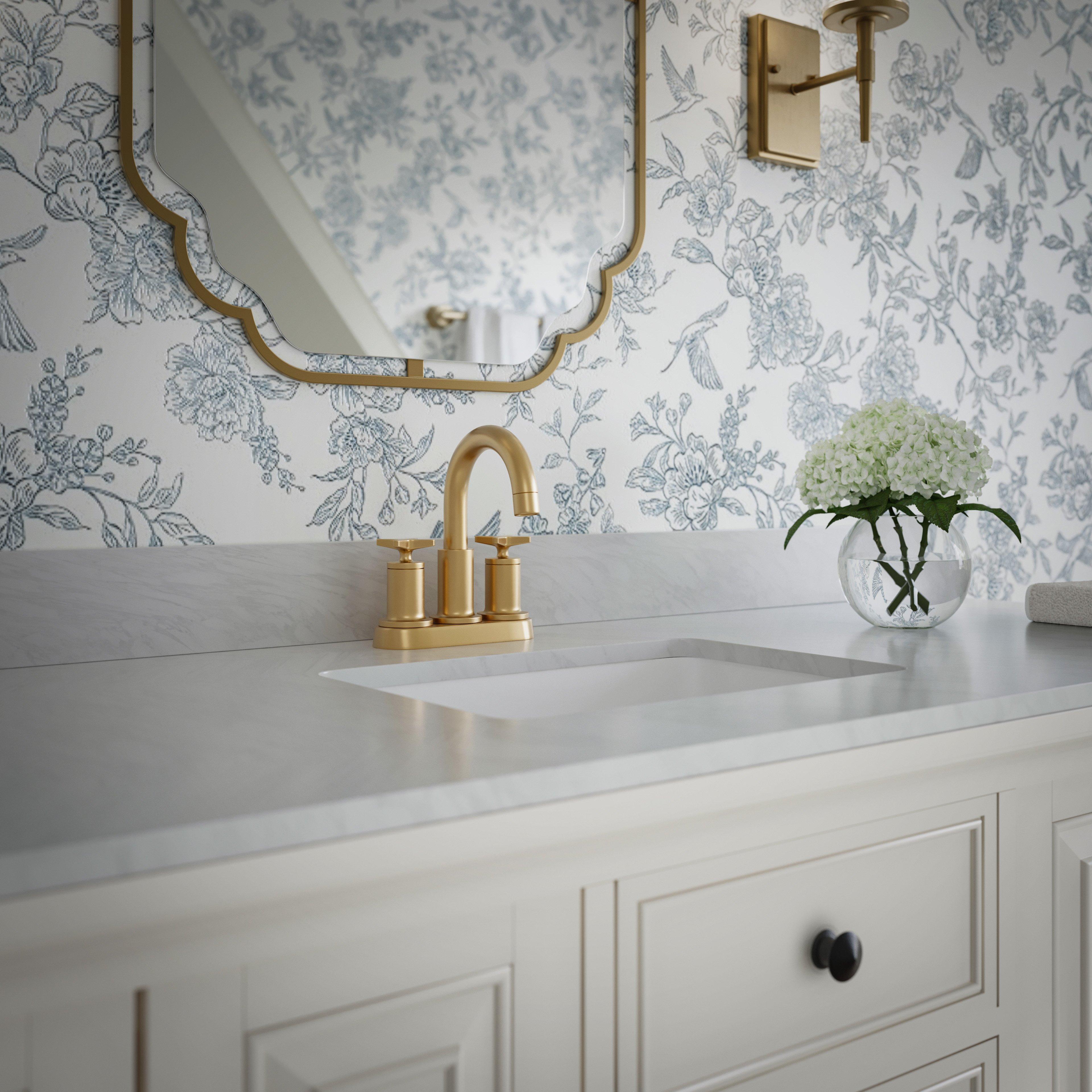 Tris 4 in. Center Set Brushed Gold Bath Faucet