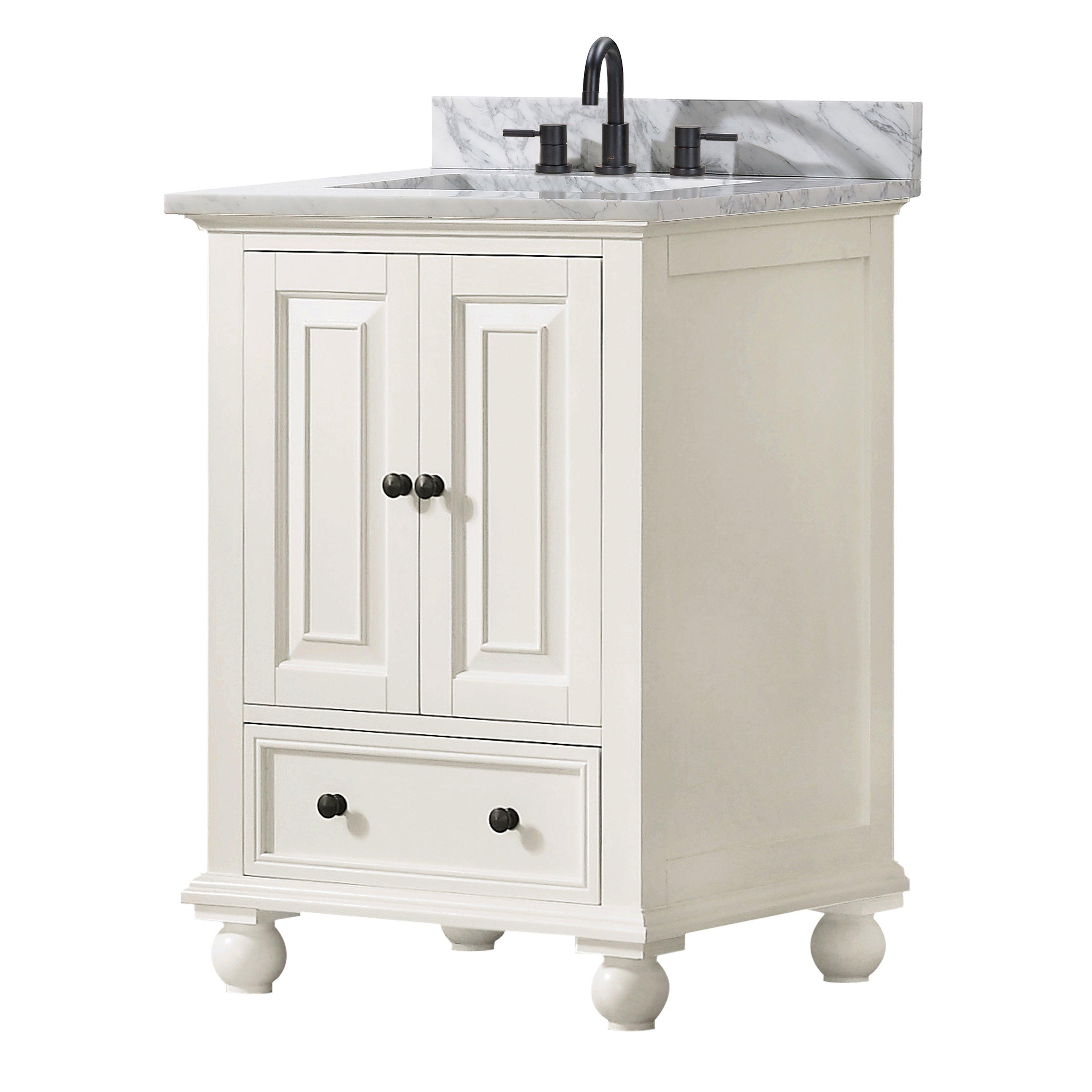 Tompkins French White 30 in. Vanity with Cararra Top