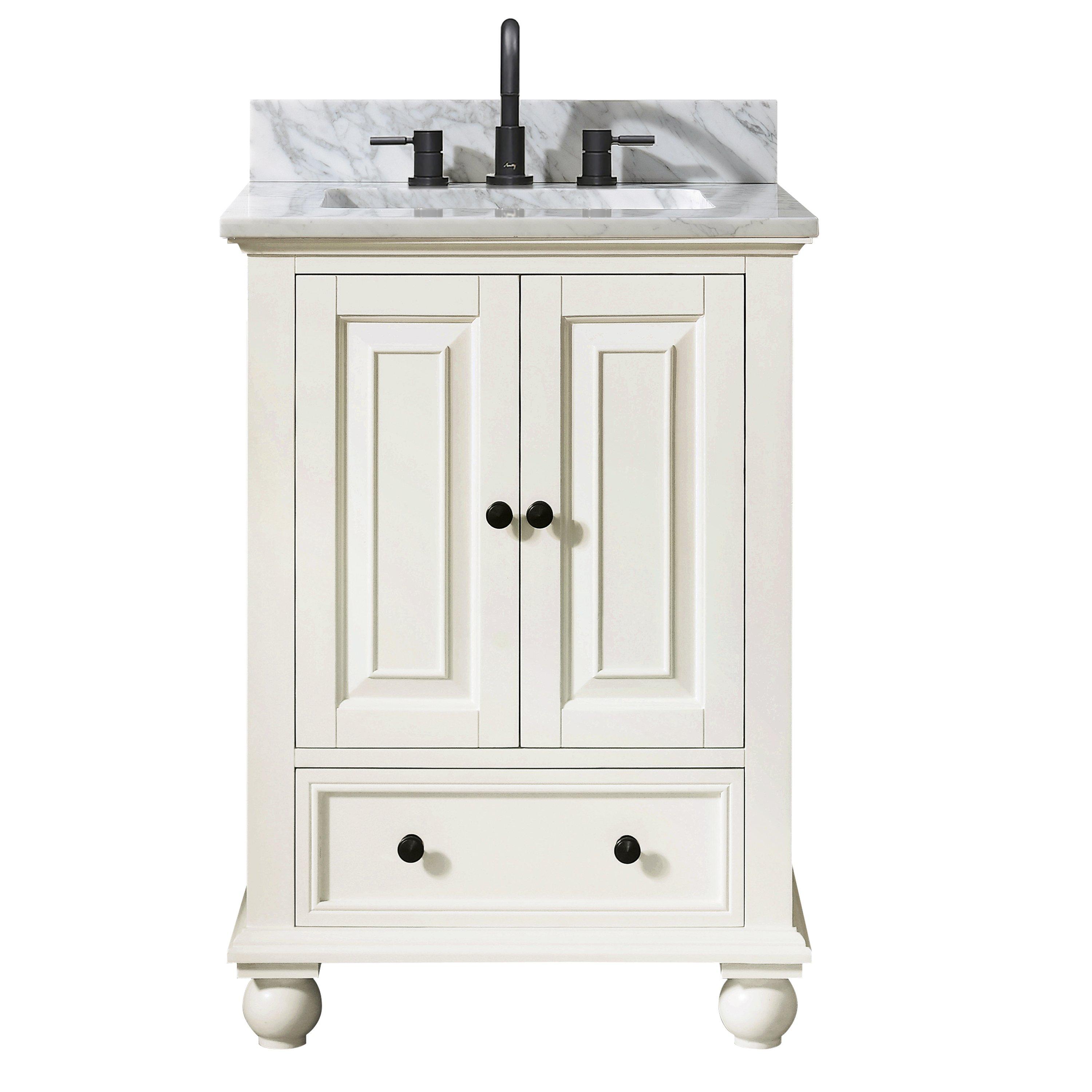 Tompkins French White 30 in. Vanity with Cararra Top