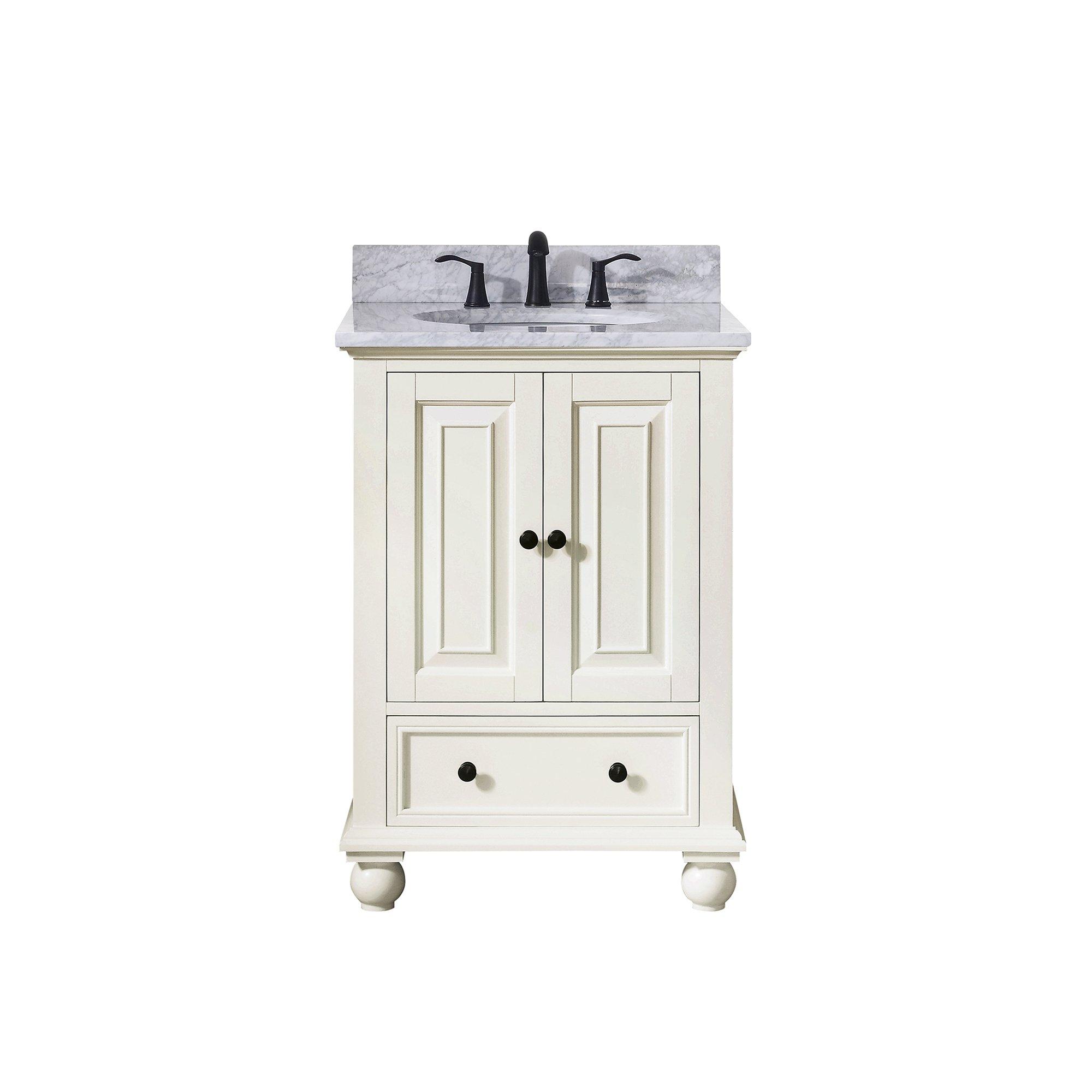 Tompkins French White 24 in. Vanity with Cararra Top