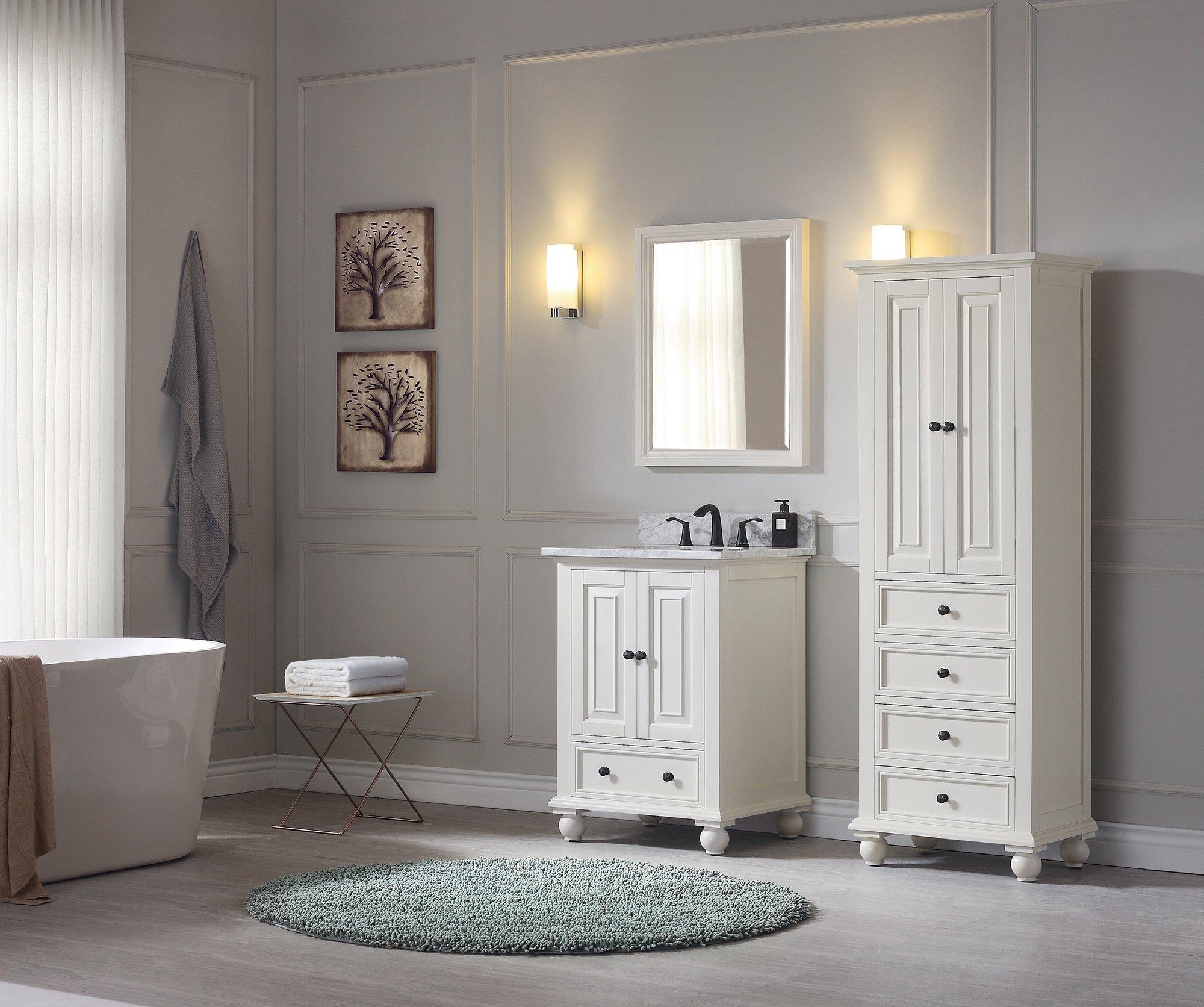 Tompkins French White 30 in. Vanity with Cararra Top