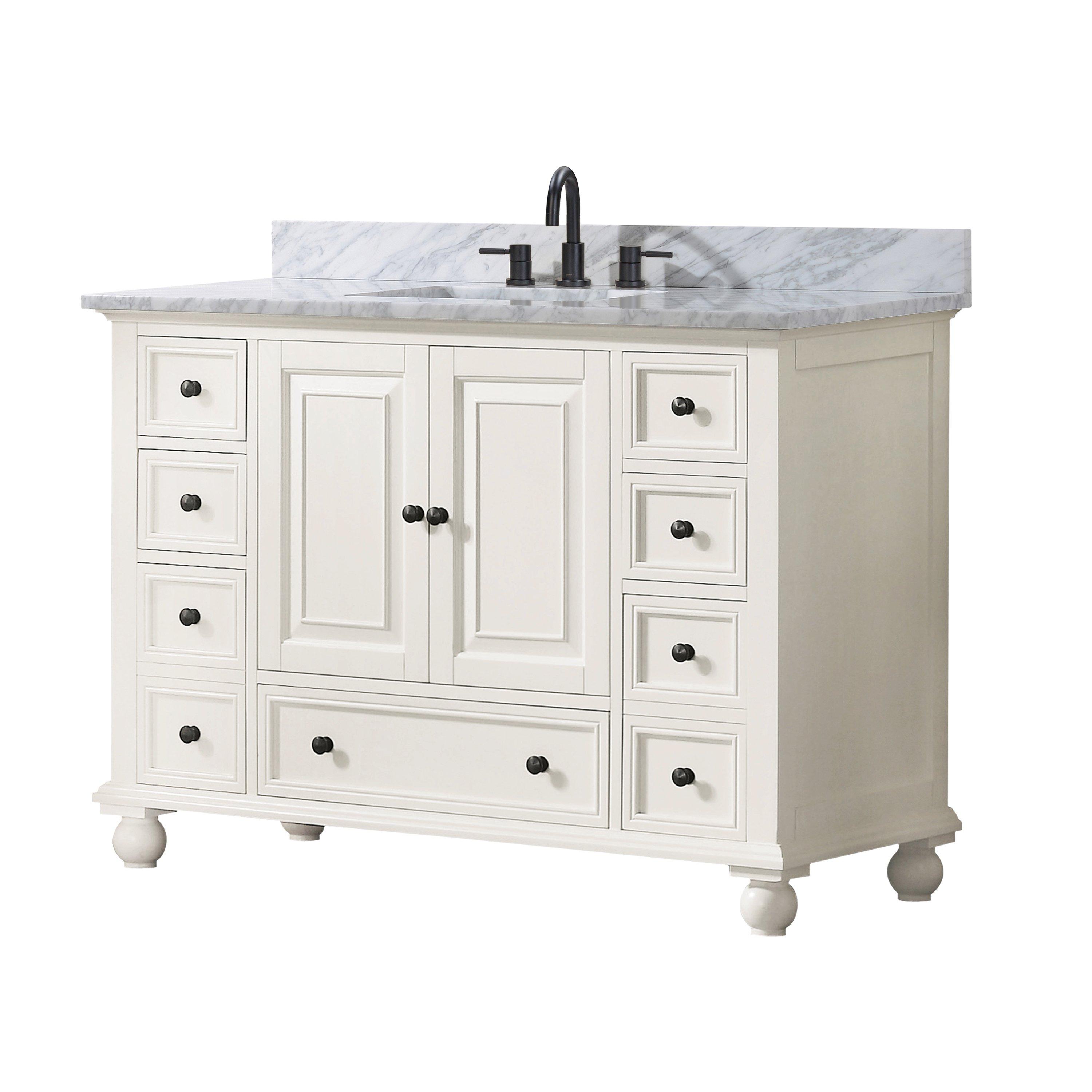 Tompkins French White 48 in. Vanity with Cararra Top