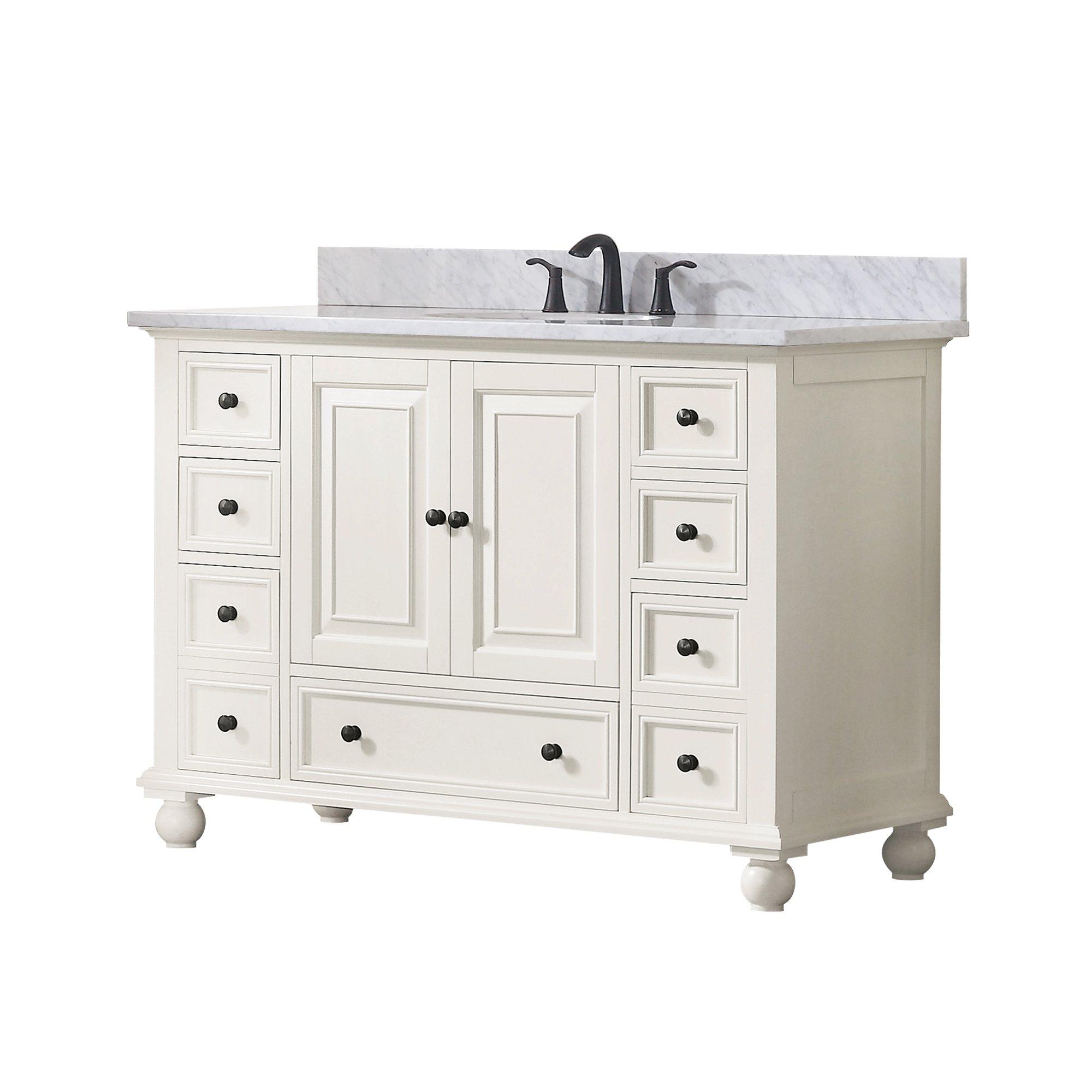 Tompkins French White 48 in. Vanity with Cararra Top