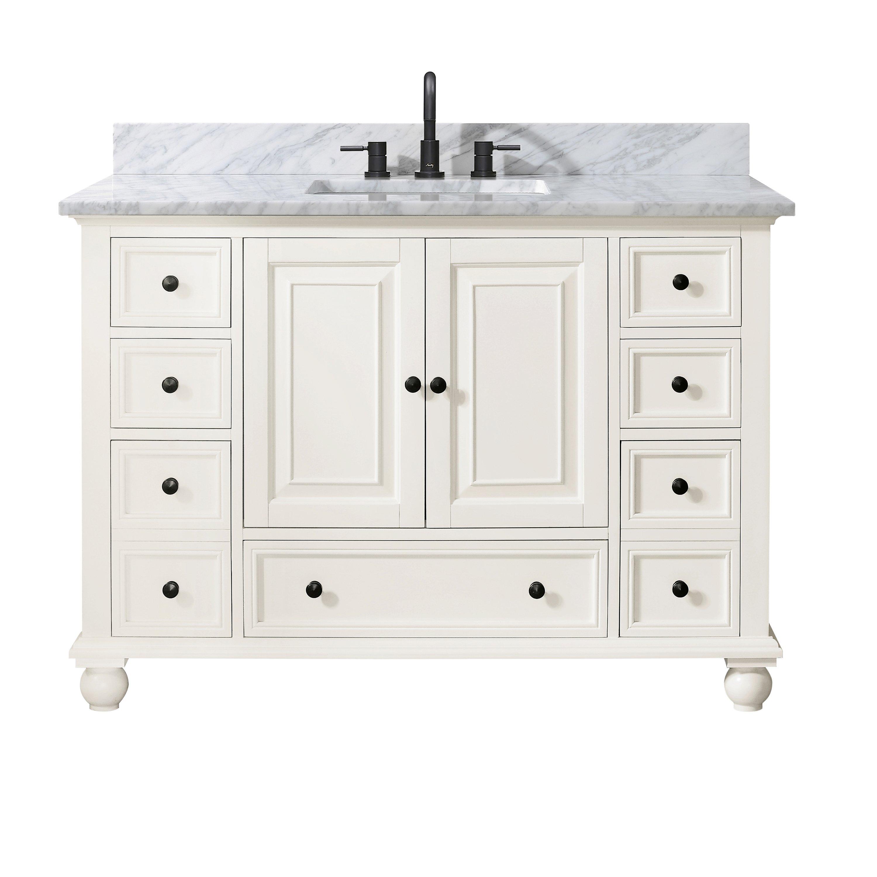 Tompkins French White 48 in. Vanity with Cararra Top