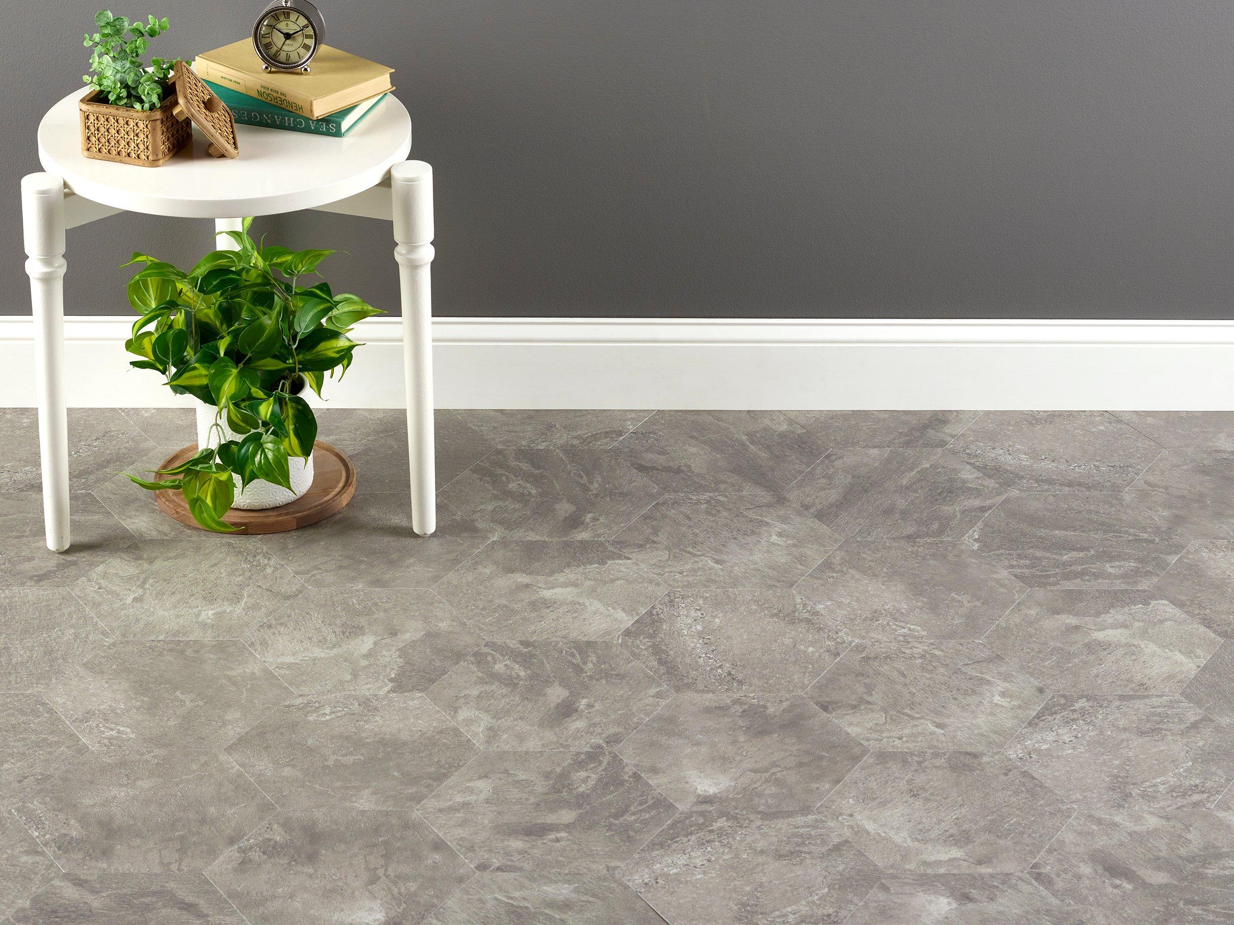 Grey Bricks tile vinyl rug