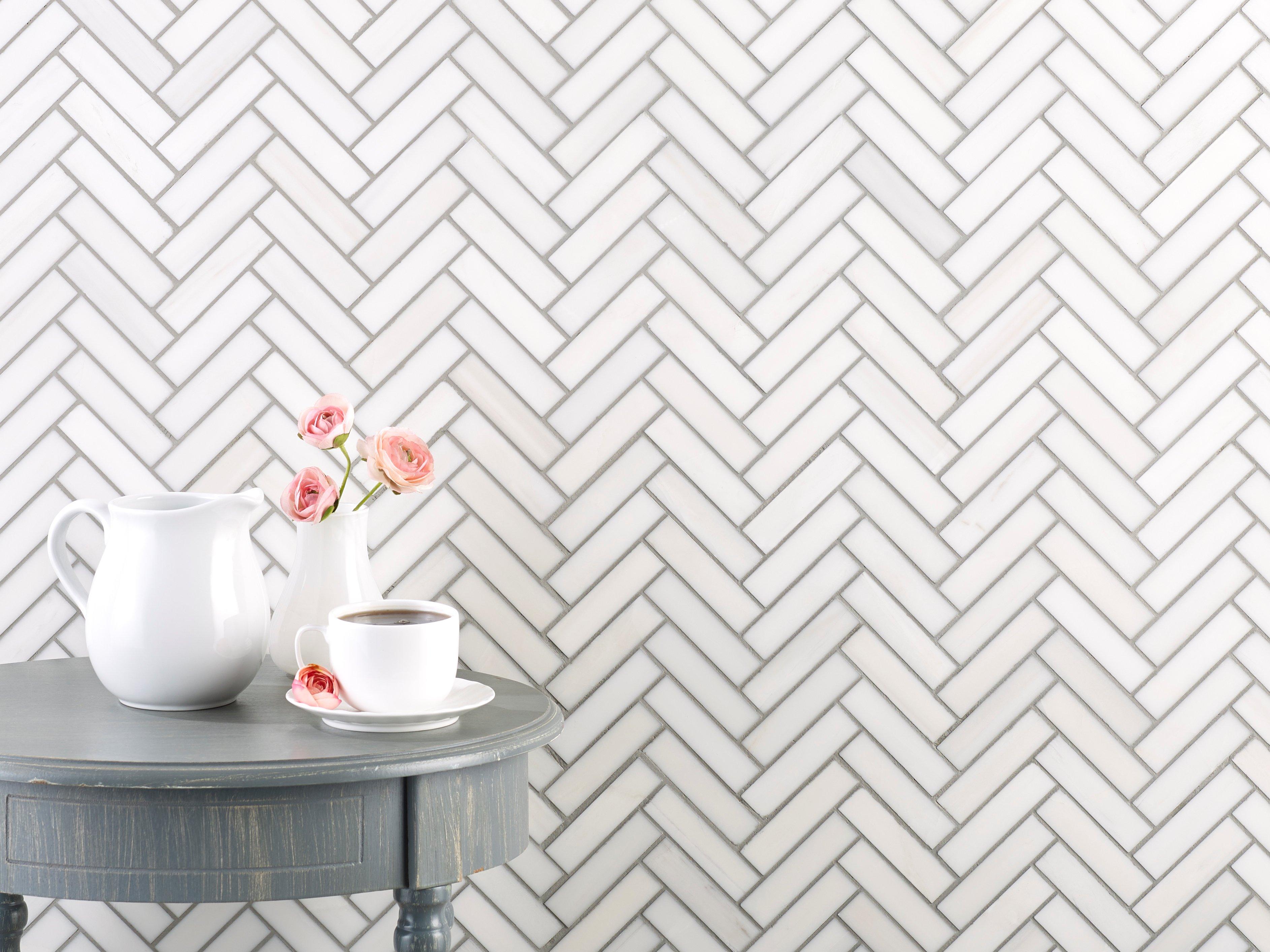 Dolomite Herringbone Honed Marble Mosaic