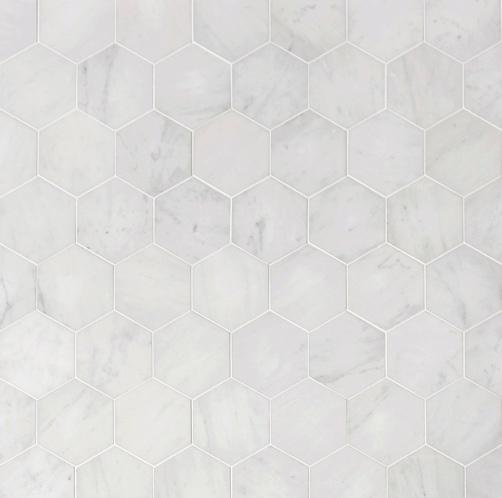 Bianco Cararra 6 in. Hexagon Marble Mosaic