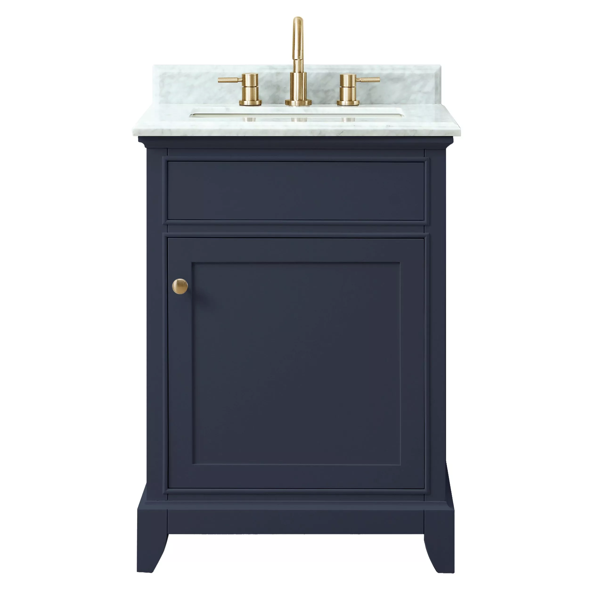 Vanity Art 12 Narrow Bathroom Side Storage Cabinet with Engineered Marble Top - Blue