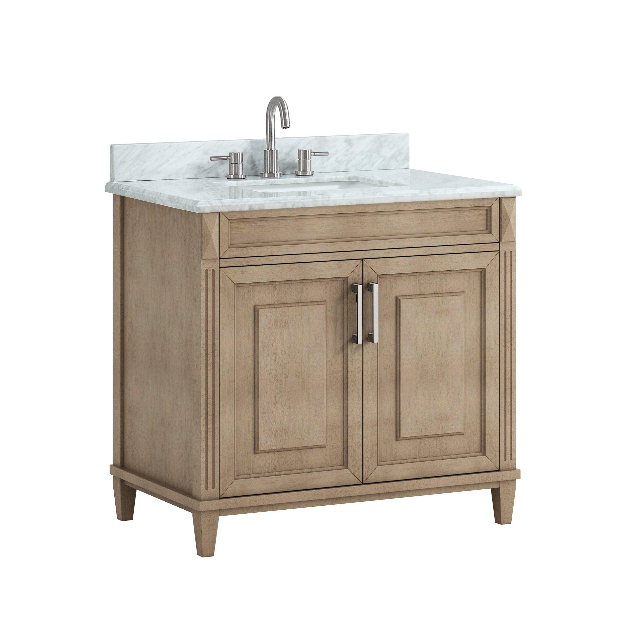 Sterling Savoie Natural 37 in. Vanity with Marble Top Floor and Decor