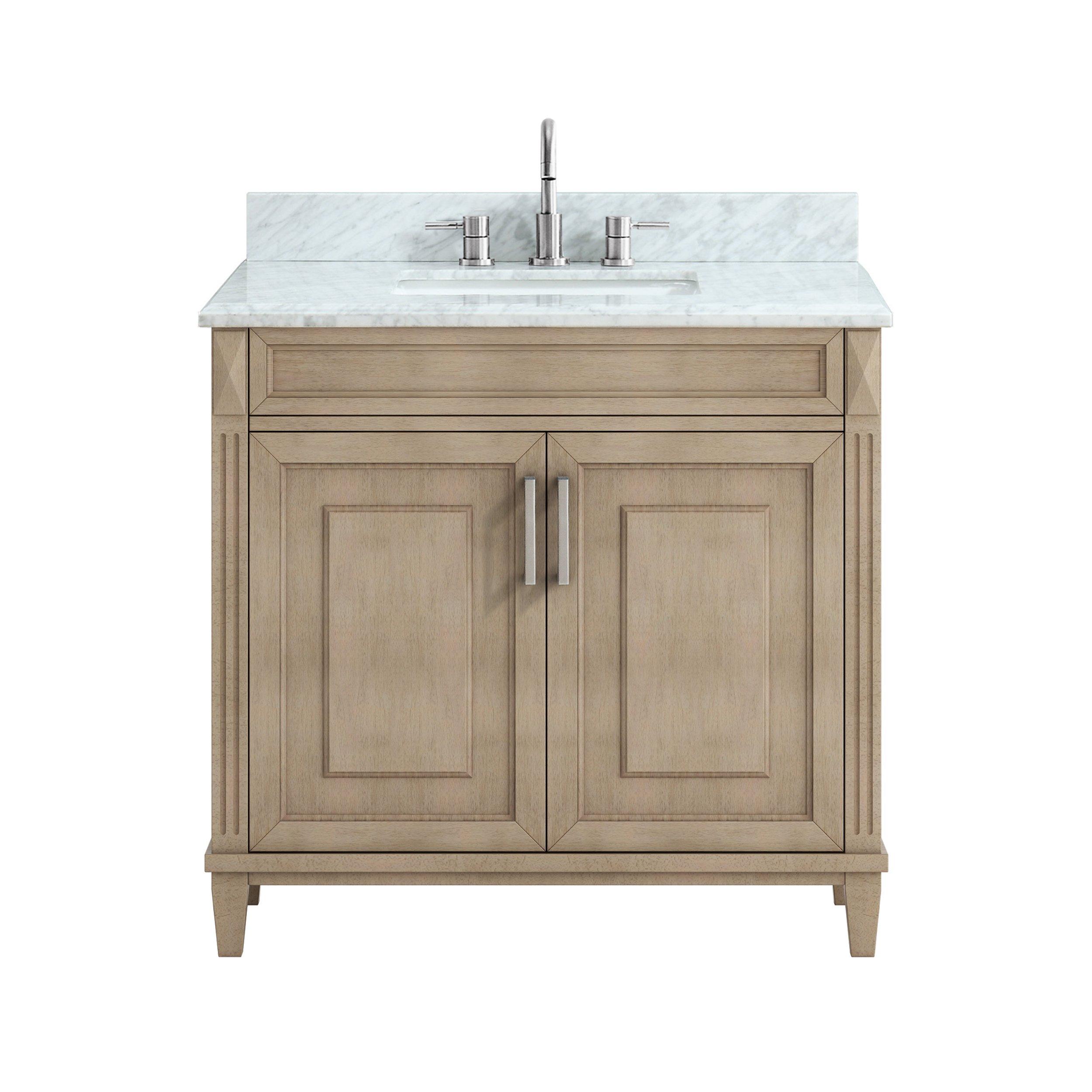 Sterling Savoie Natural 37 in. Vanity with Marble Top Floor and Decor