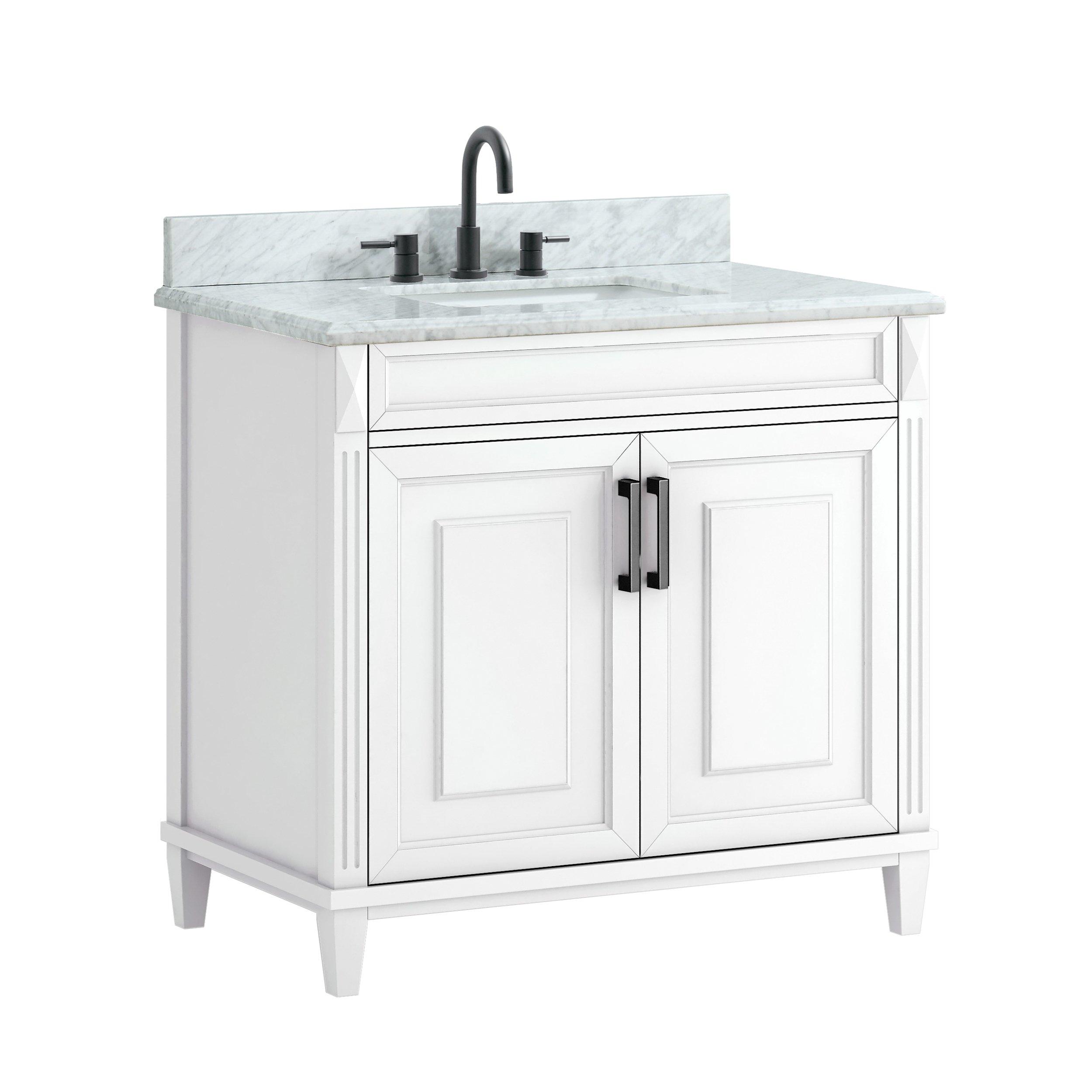 Sterling White 37 in. Vanity with Marble Top