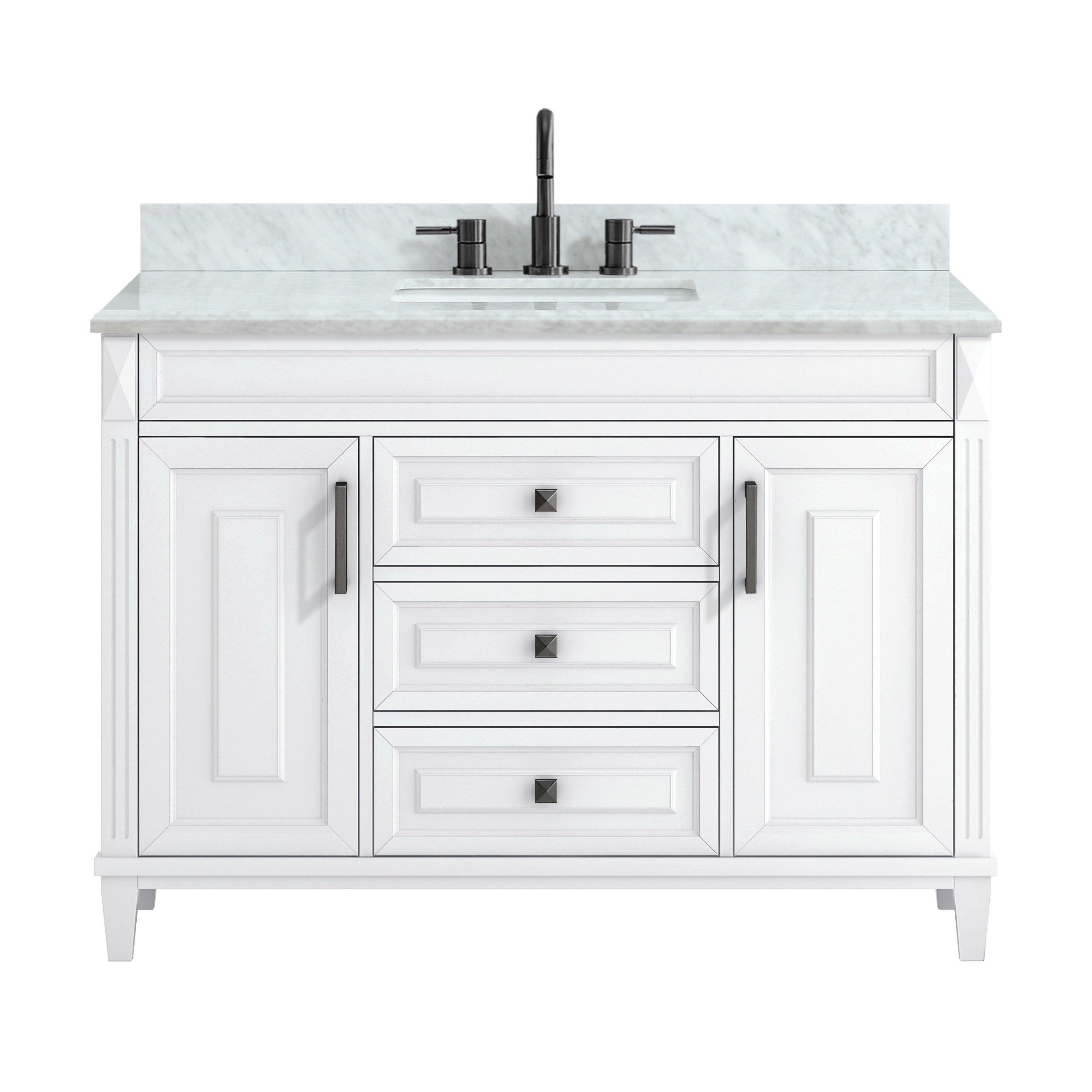 Studio Design Collection | Sterling White 49 inch Vanity with Marble ...