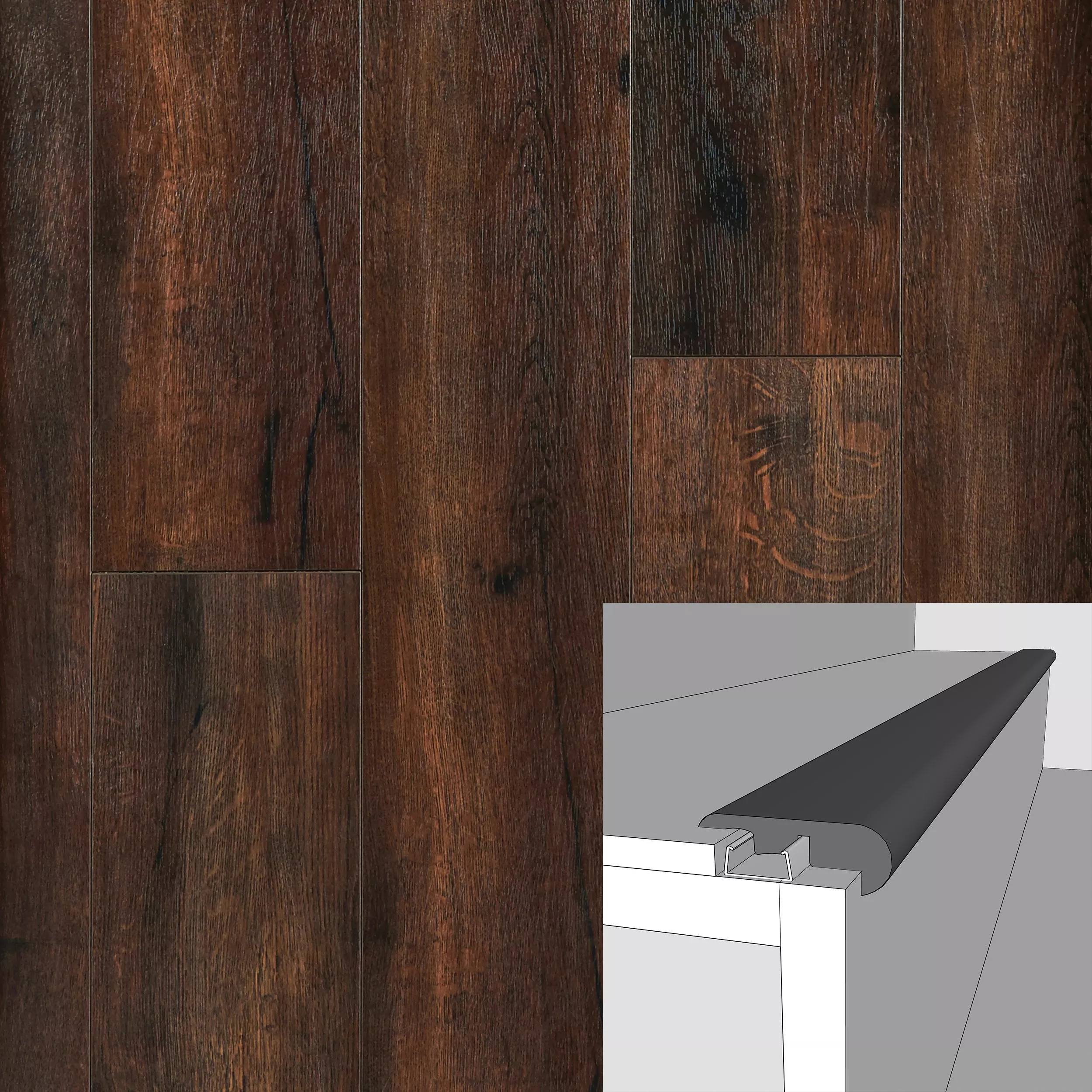 Coco 94in. Overlapping Laminate Stair Nose | Floor and Decor