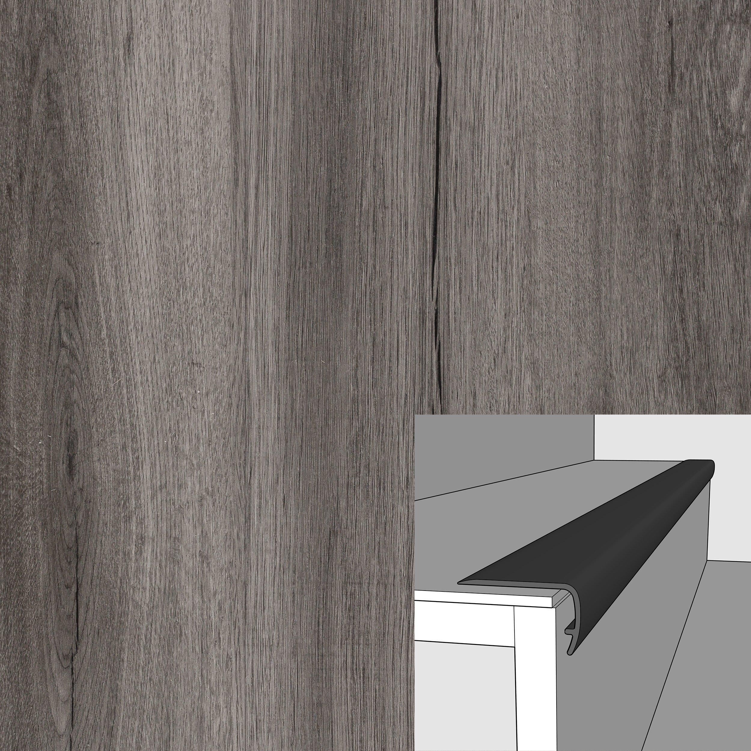 Twilight Ash 94in. Vinyl Overlapping Stair Nose