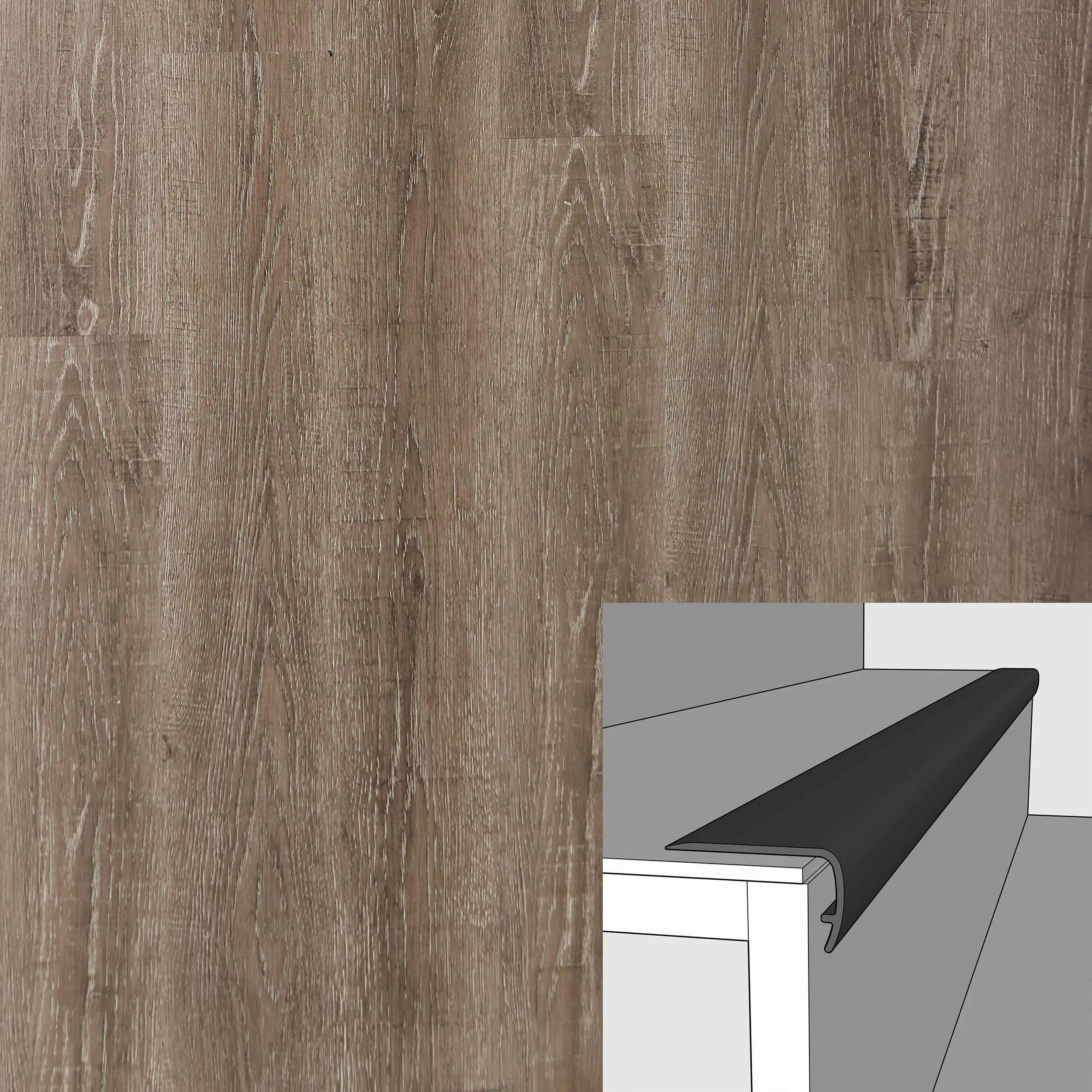 Weathered Charcoal 94in. Vinyl Overlapping Stair Nose