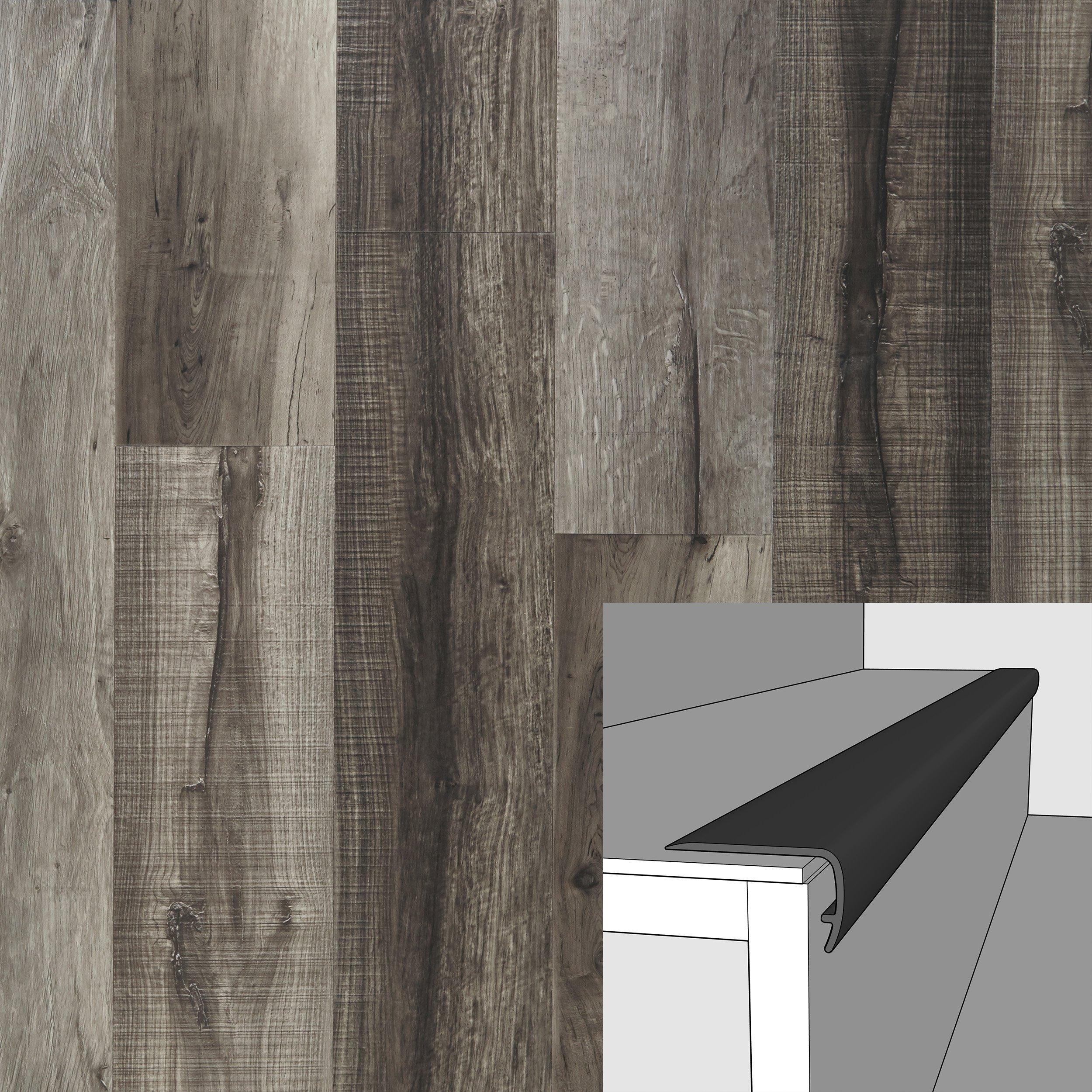 Mixed Gray 94in. Vinyl Overlapping Stair Nose