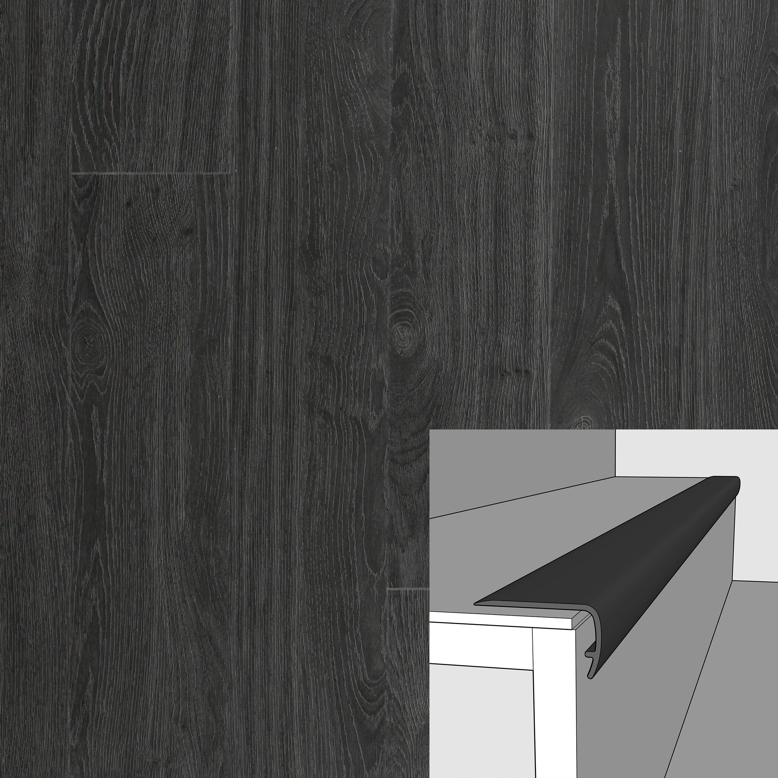 Ebony Grove Ash 94in. Vinyl Overlapping Stair Nose