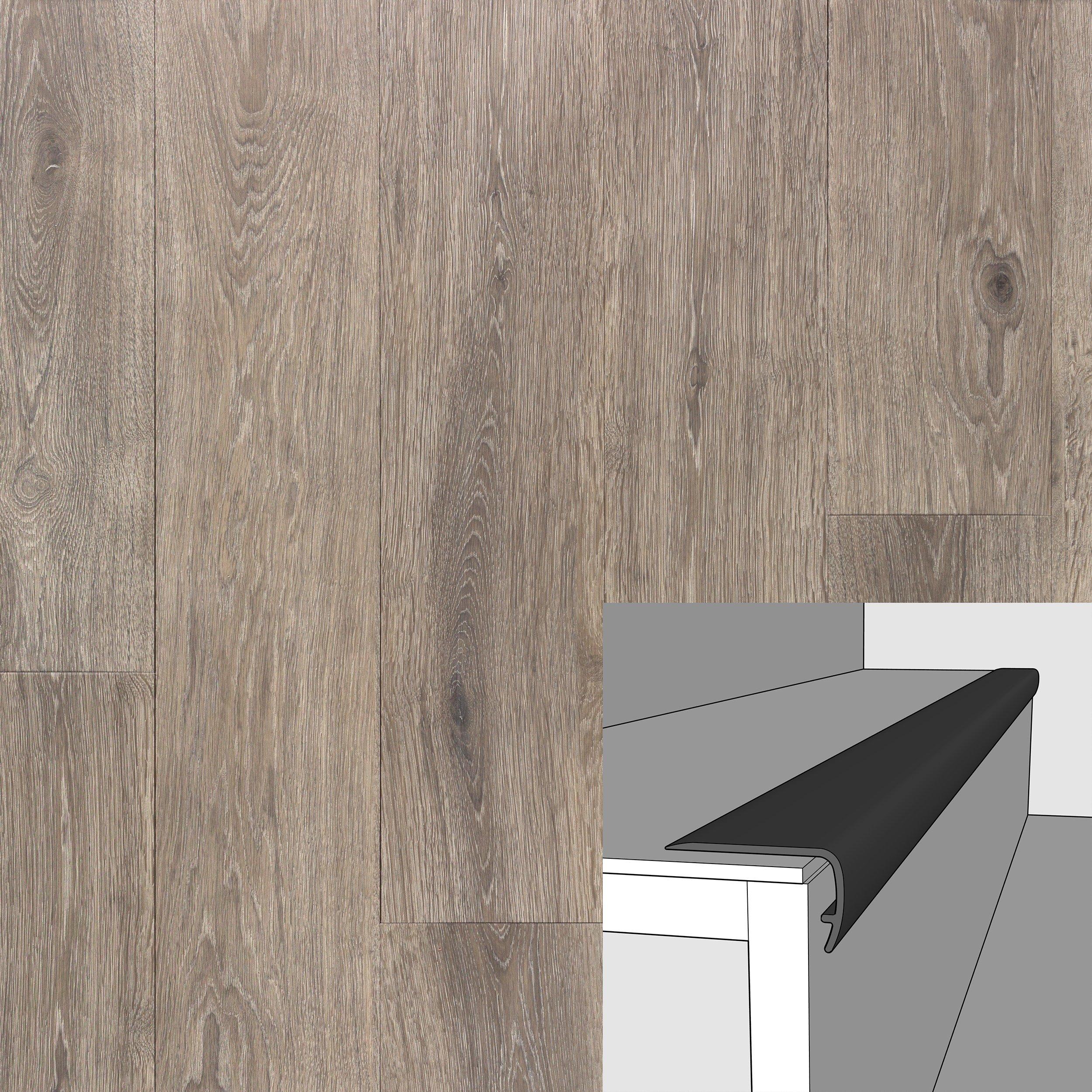 Satin Pewter 94in. Vinyl Overlapping Stair Nose