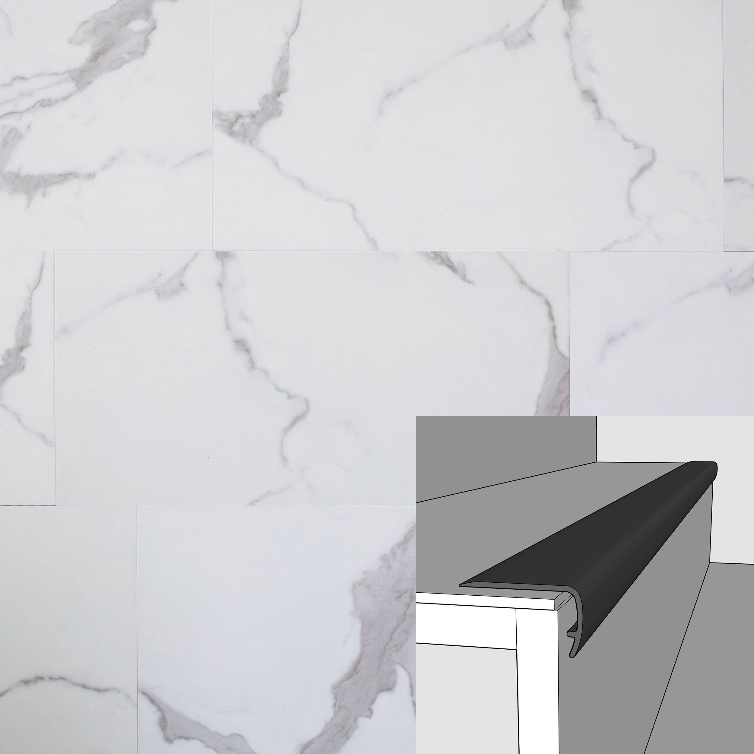 Carrara Marble 94in. Vinyl Overlapping Stair Nose