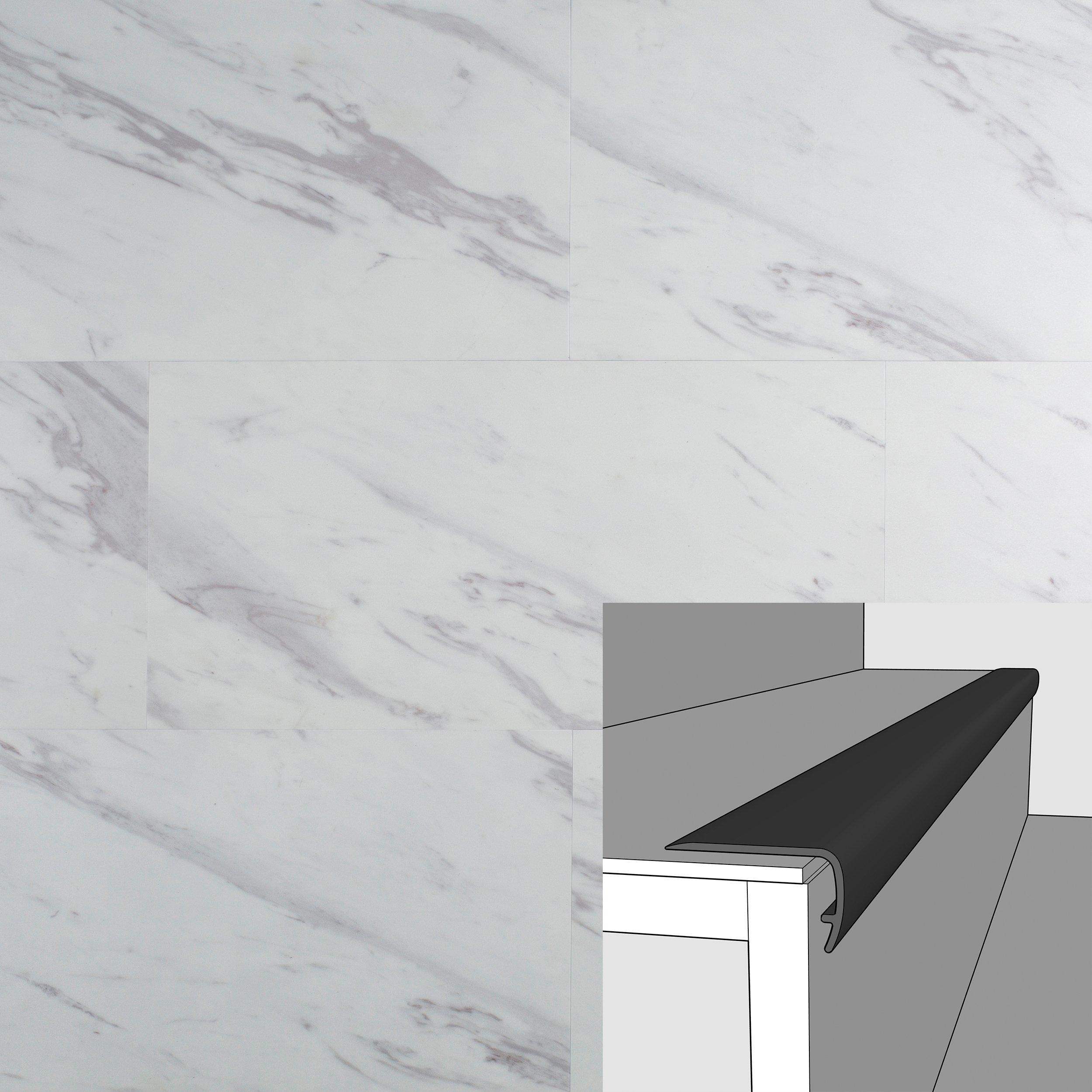 Volakas Marble 94in. Vinyl Overlapping Stair Nose