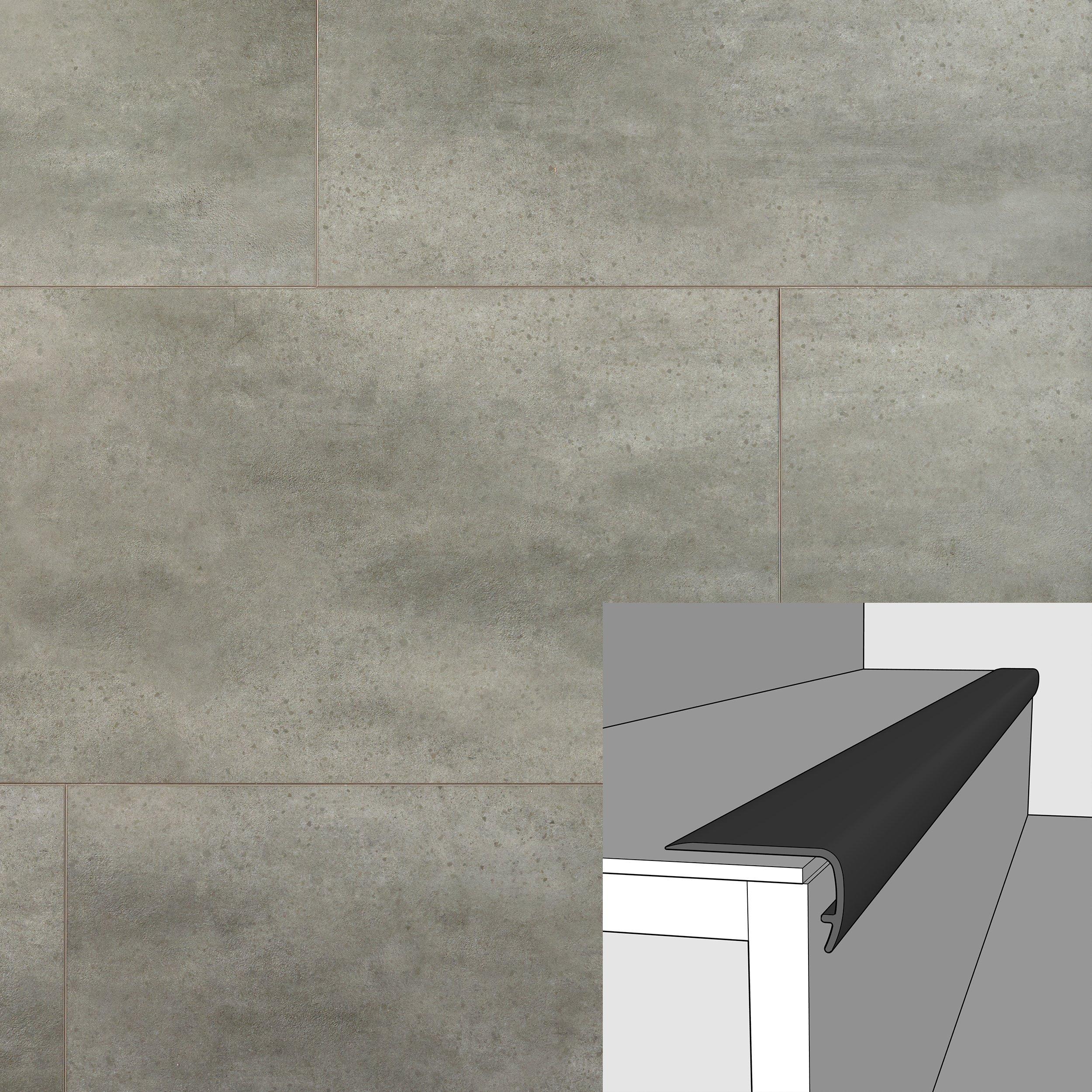 Staccato Stone Tile 94in. Vinyl Overlapping Stair Nose