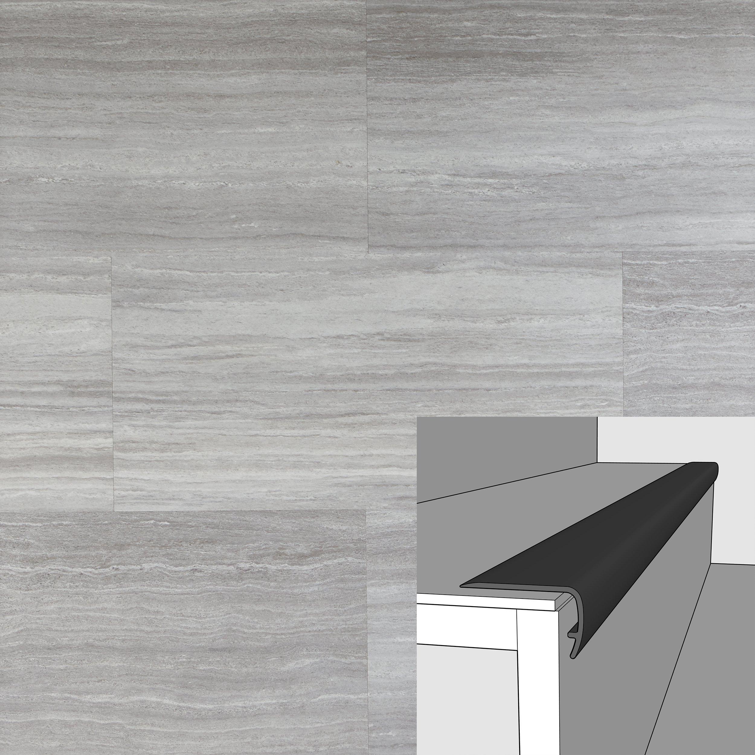 Travertine Mist 94in. Vinyl Overlapping Stair Nose