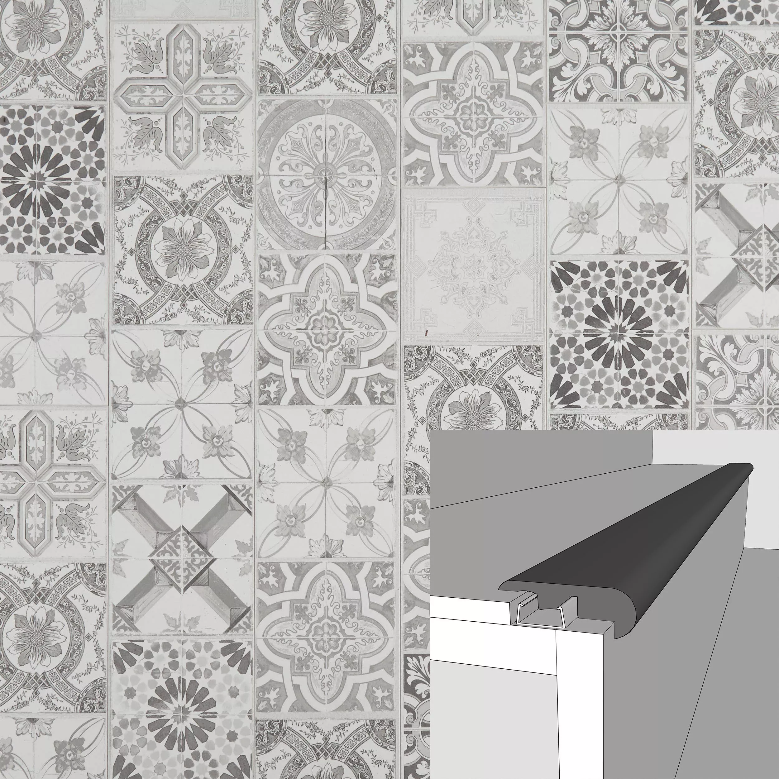Abbot Tile Gray 94in. Laminate Overlapping Stair Nose