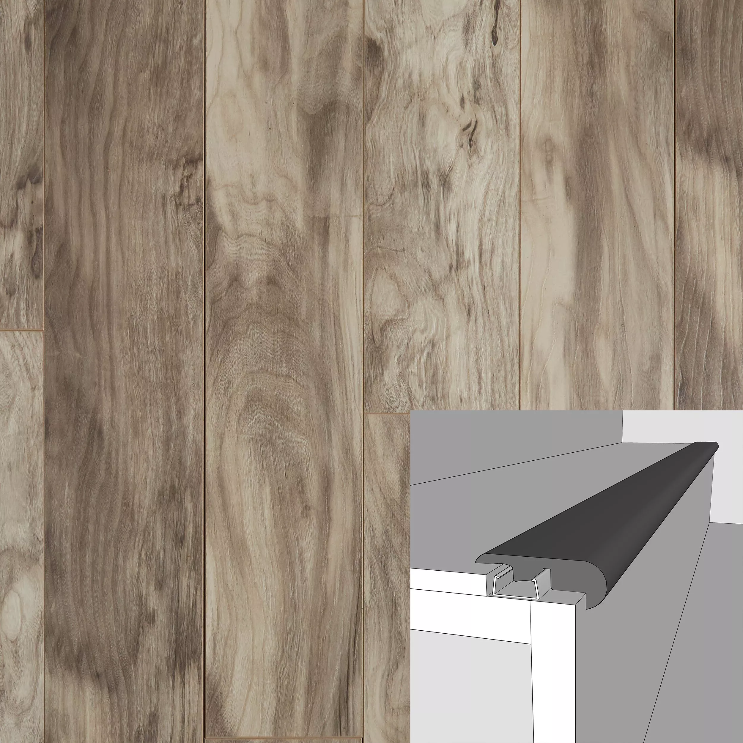 Calming Elm Fawn 94in. Laminate Overlapping Stair Nose