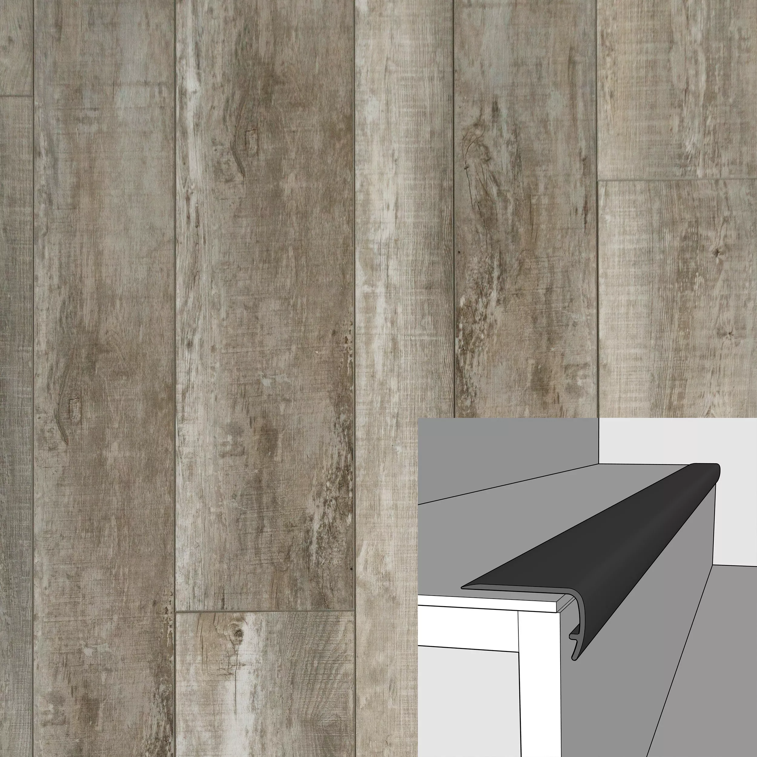 Clearwater Mist 94in. Vinyl Overlapping Stair Nose Floor and Decor