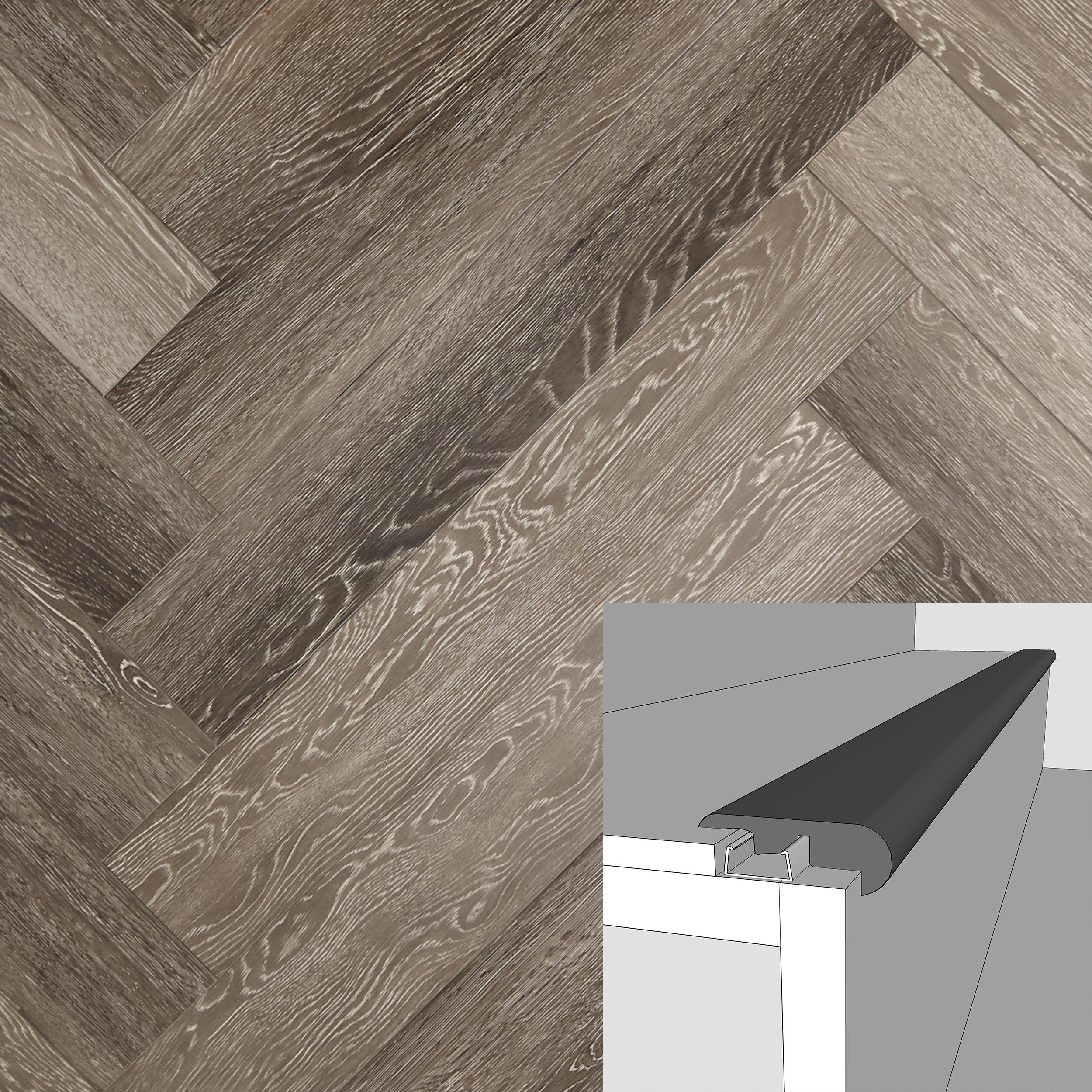 Stark Greige 94in. Laminate Overlapping Stair Nose