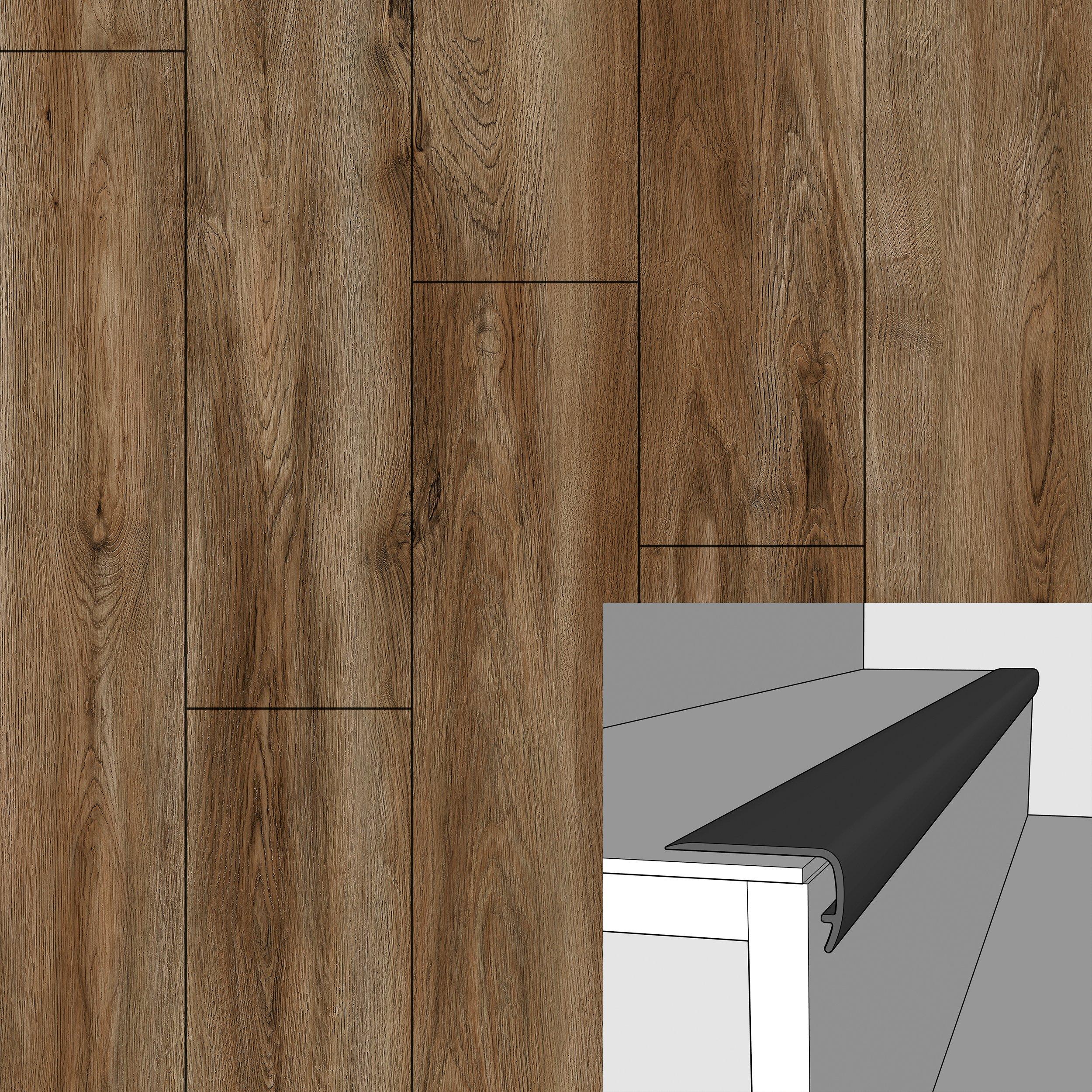 Warm Oak 12WL 94in. Vinyl Overlapping Stair Nose