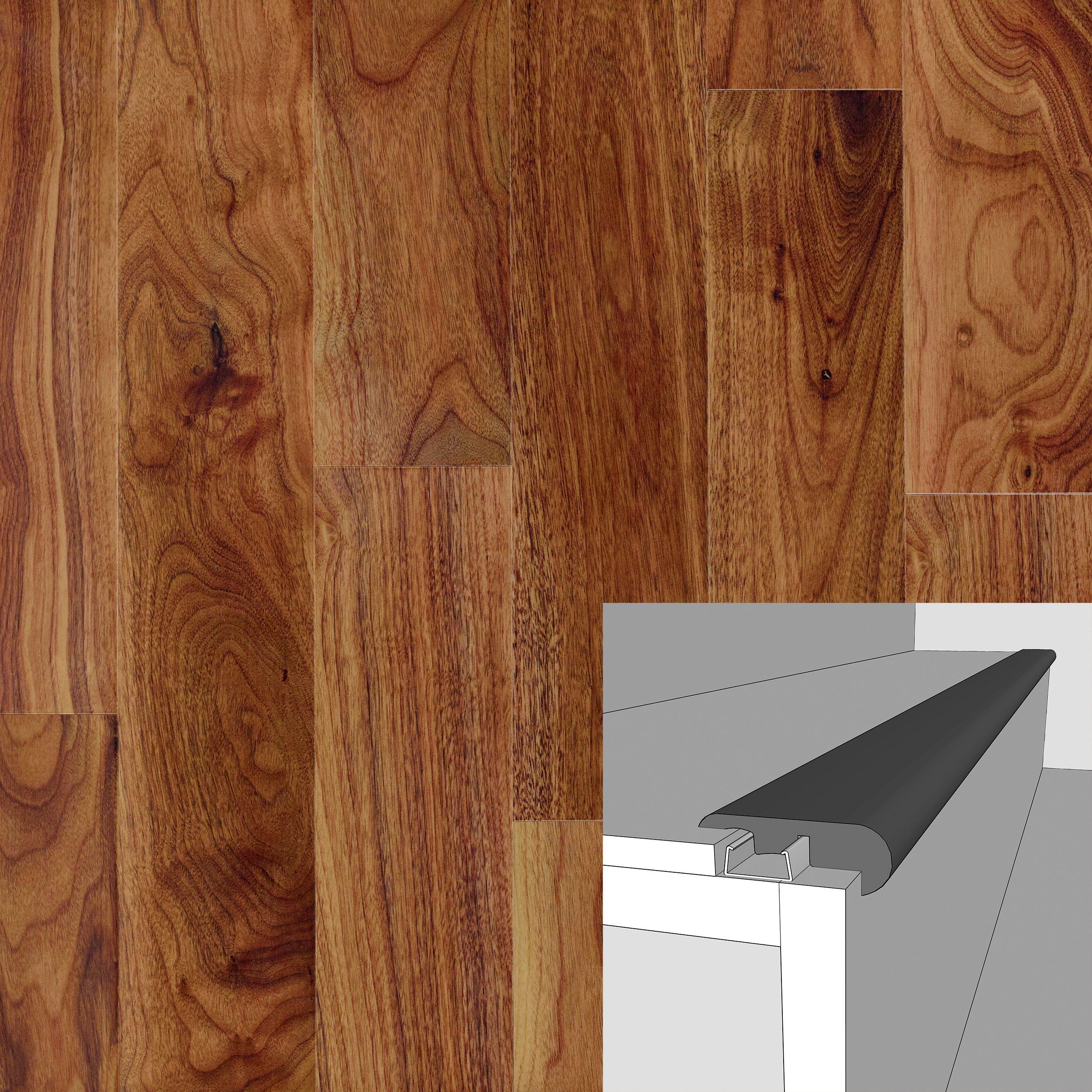 Walnut High Gloss 94in. Laminate Overlapping Stair Nose