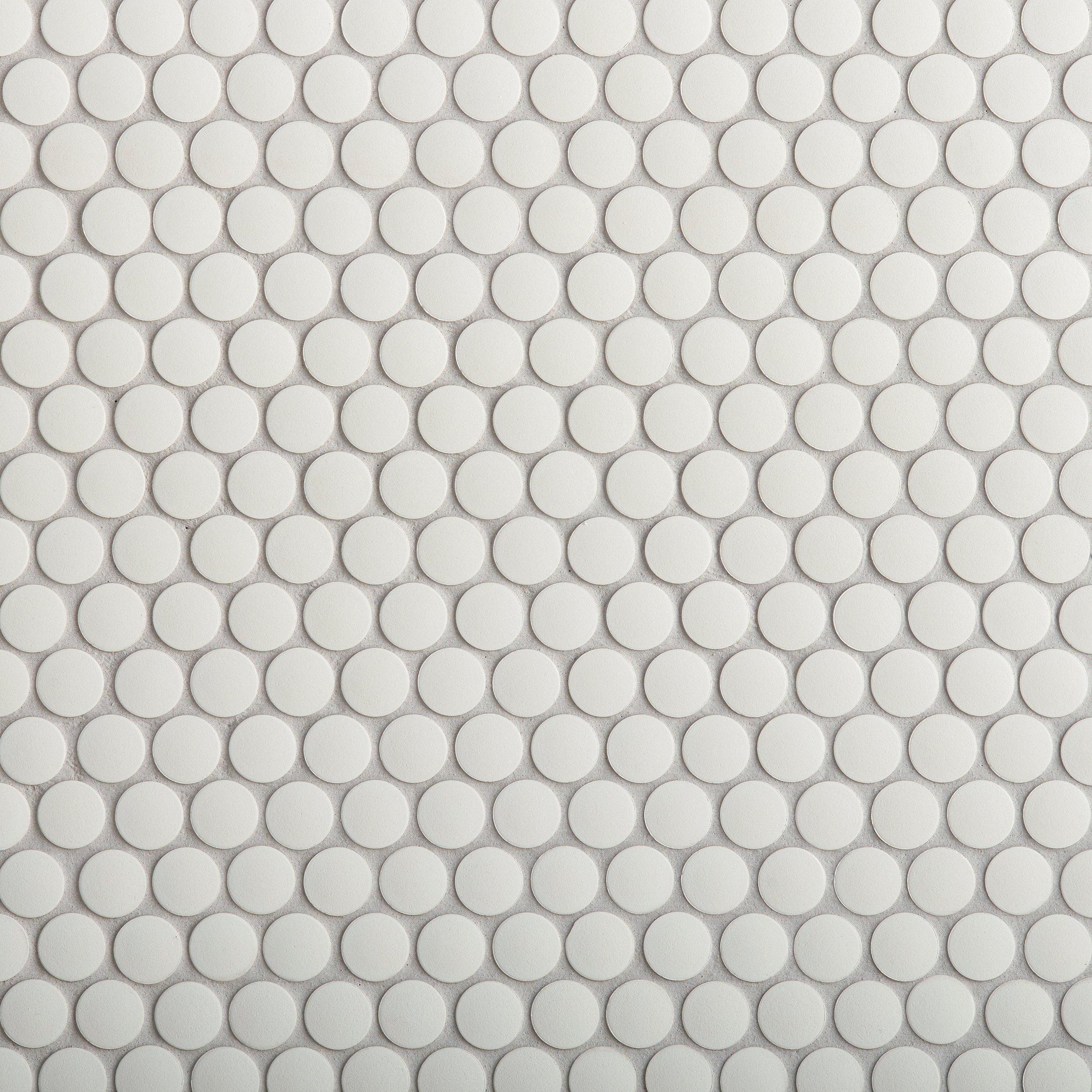 Unglazed White Penny Porcelain Mosaic Tile Floor And Decor